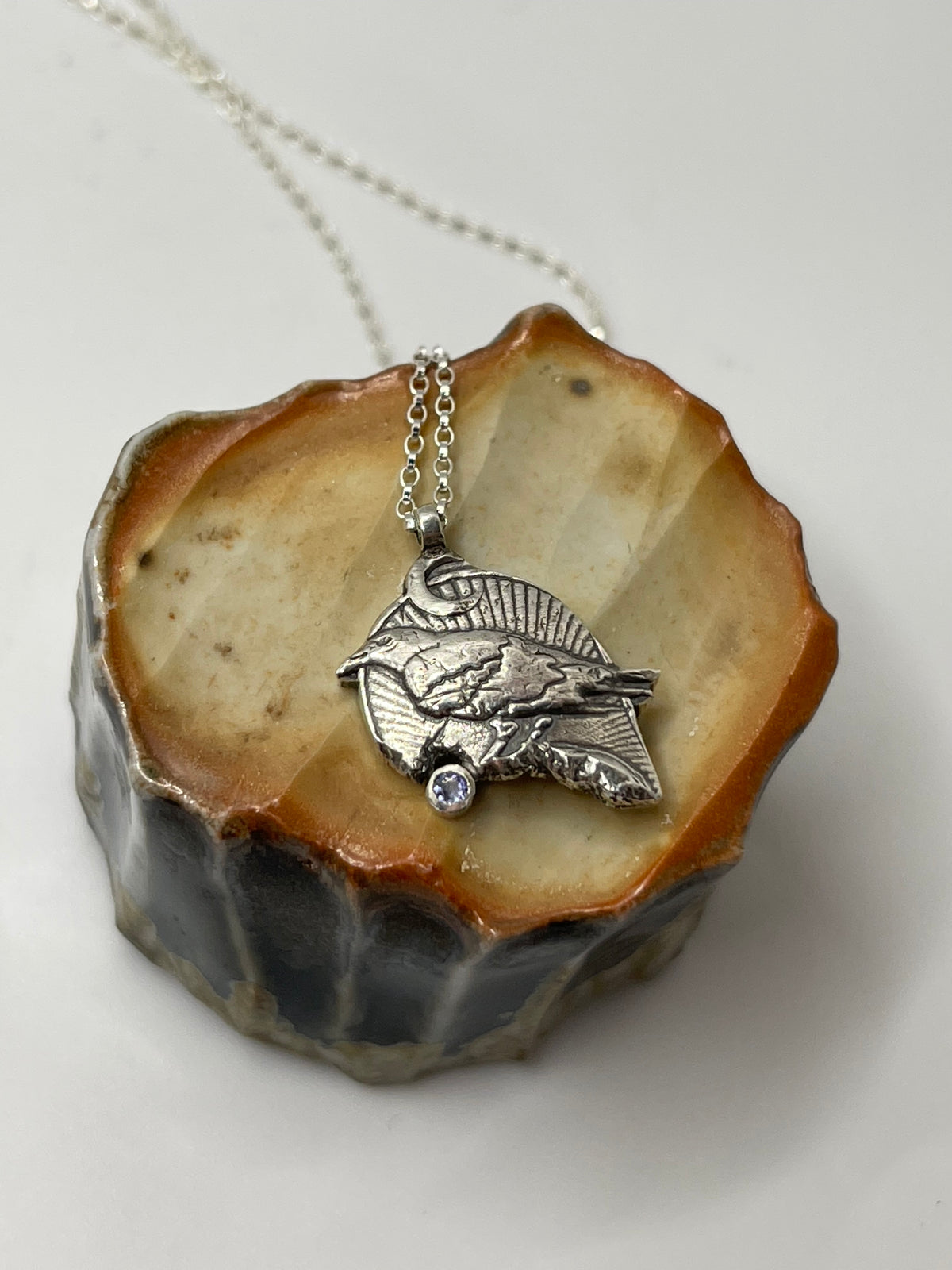 *Poe • Tanzanite & Sterling Silver Raven Charm Necklace