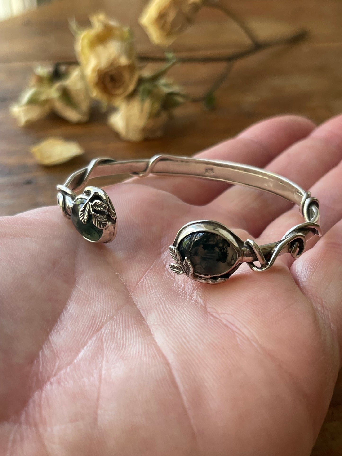 *Forest Floor Moss Agate Cuff Bracelet • Sterling Silver