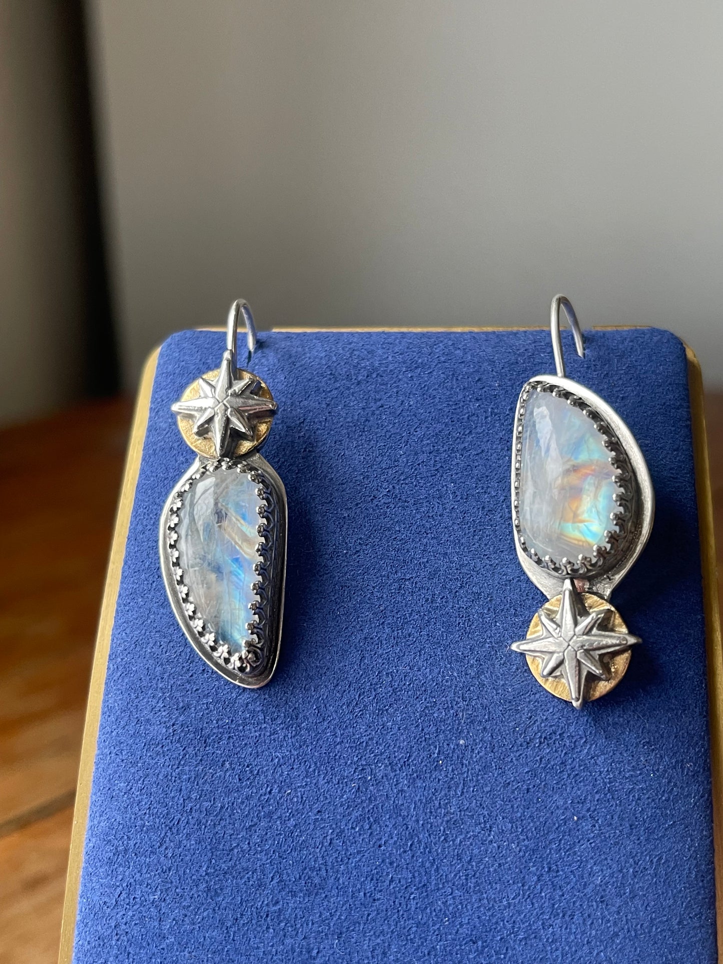 *Astral Reflections • Rainbow Moonstone Celestial Drop Earrings