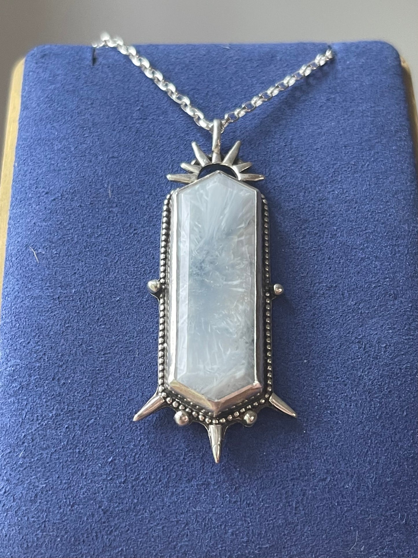 *Glacial Crown • Bridewell Stone Statement Pendant Necklace • Fine Silver