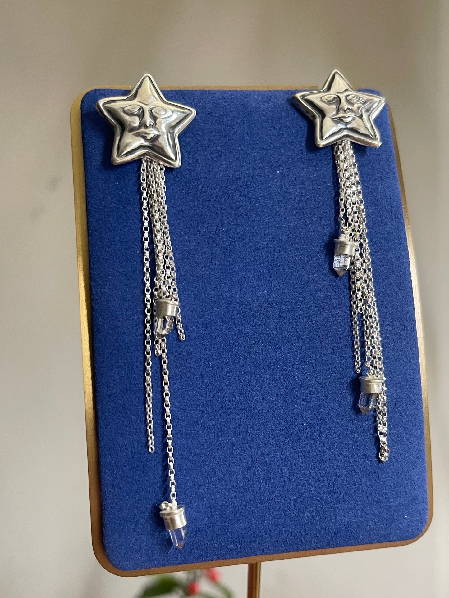 *Dreams Beneath Starlight Stud Dangle Crystal Fringe Earrings