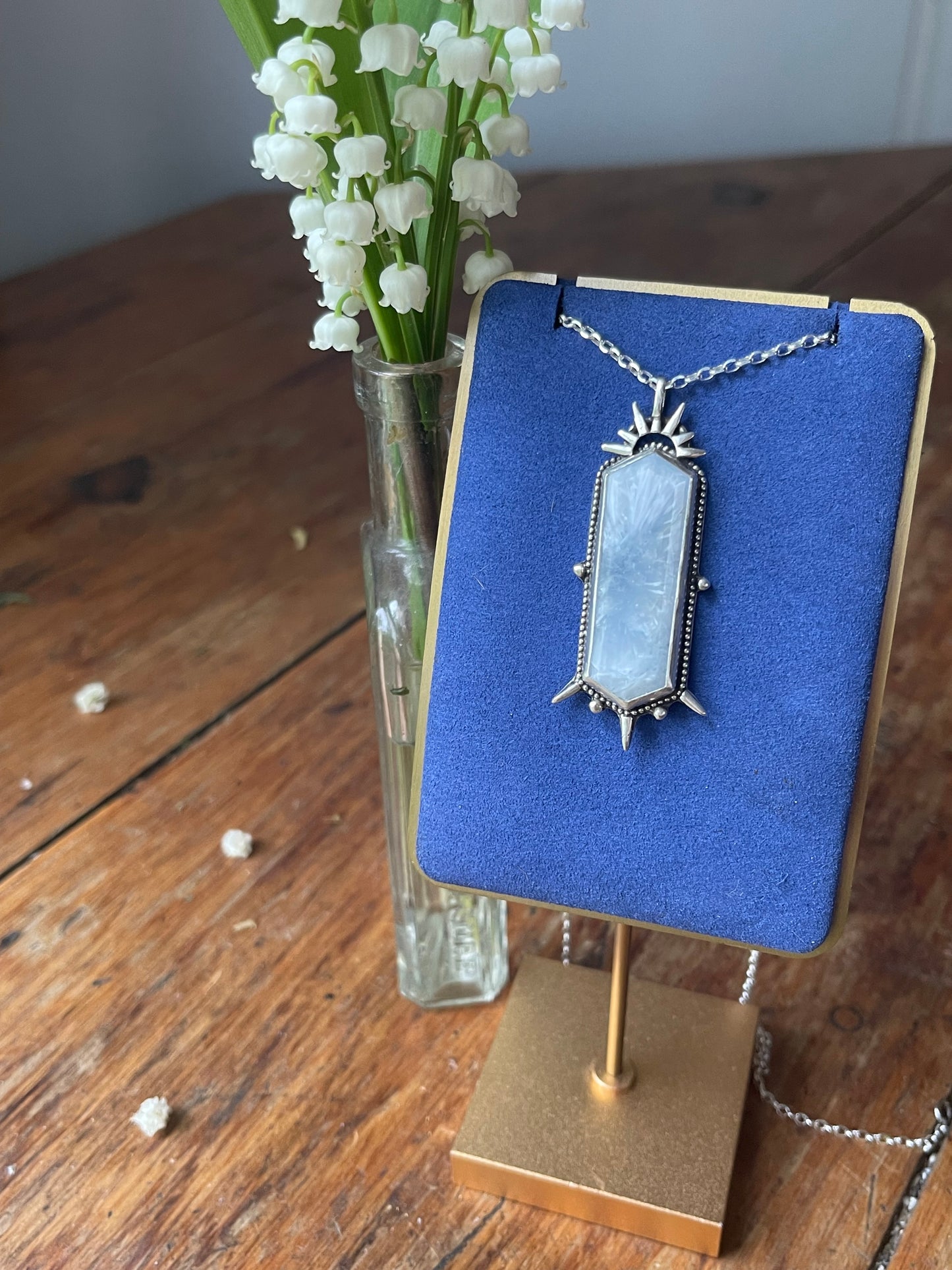 *Glacial Crown • Bridewell Stone Statement Pendant Necklace • Fine Silver