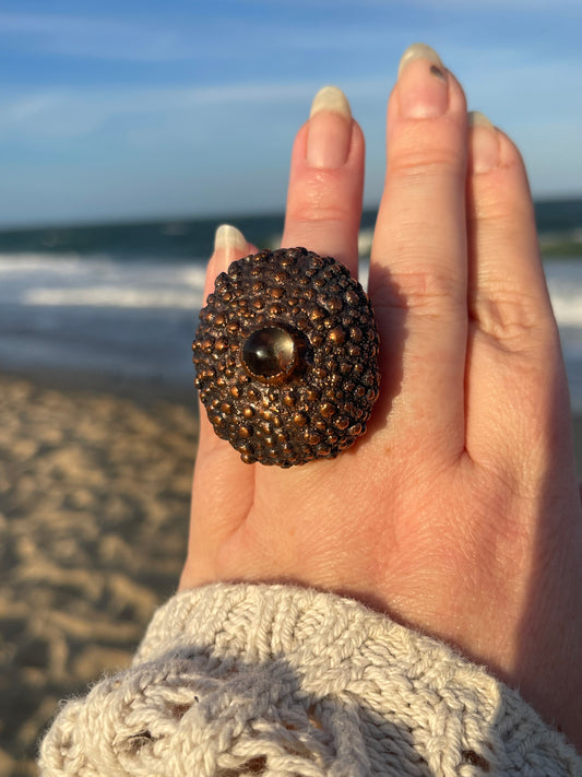 Sea Urchin Electroformed Copper Statement Ring