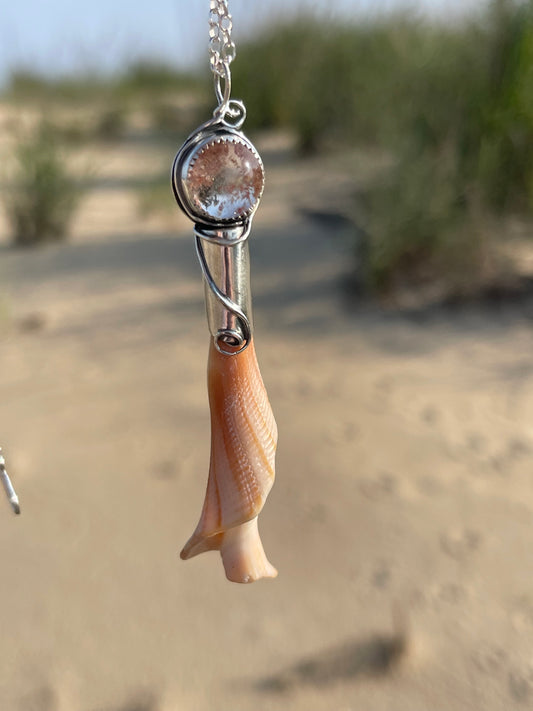 *Dancing in the Dunes • Garden Quartz Seashell Pendant Necklace