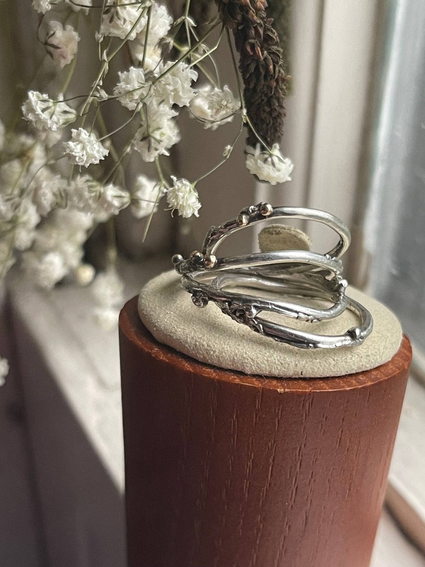 *MTO Selvage Shore Reticulated Silver Stacker Ring Band