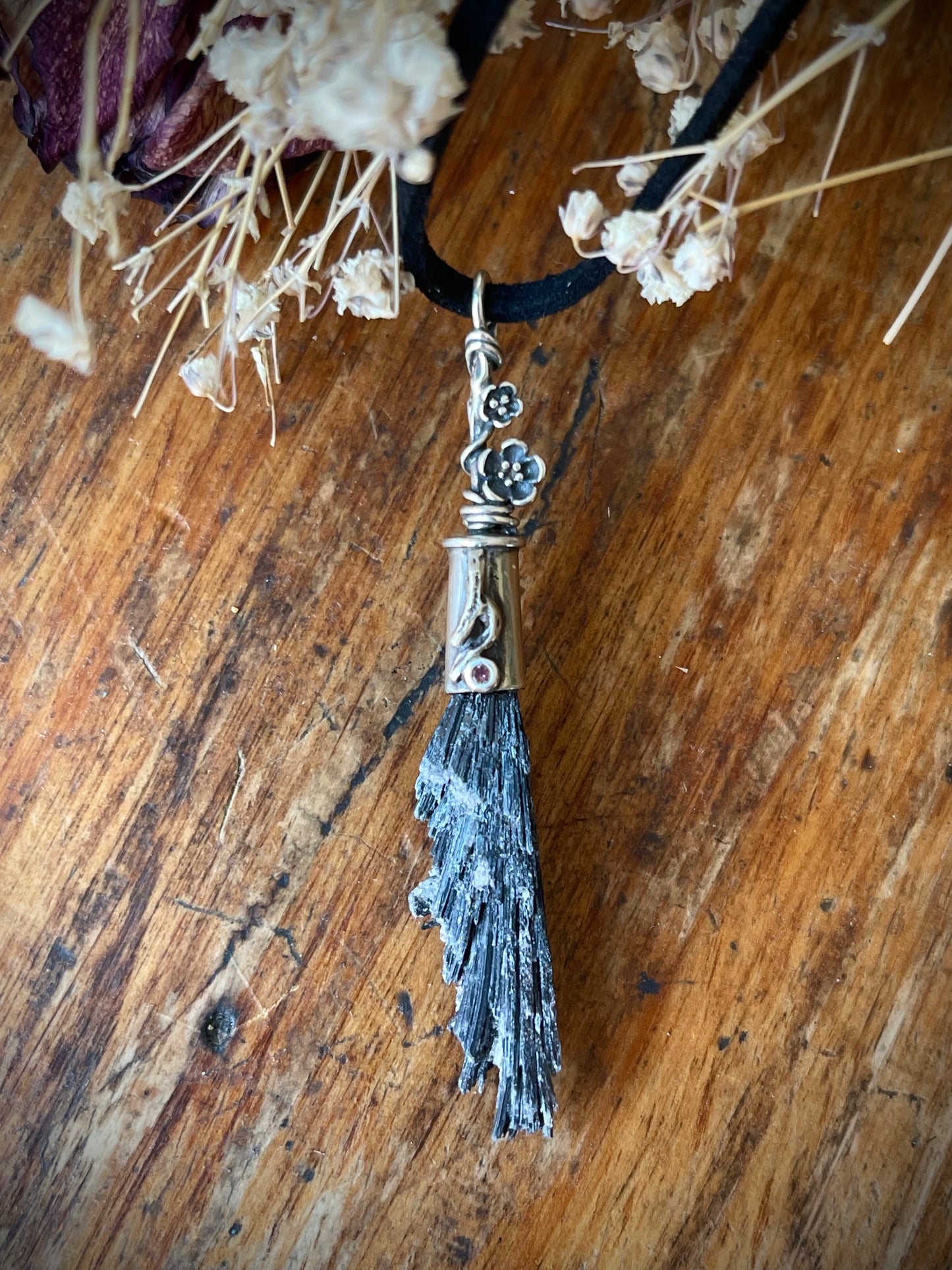 *Little Flower Witch Crystal Broom Pendant