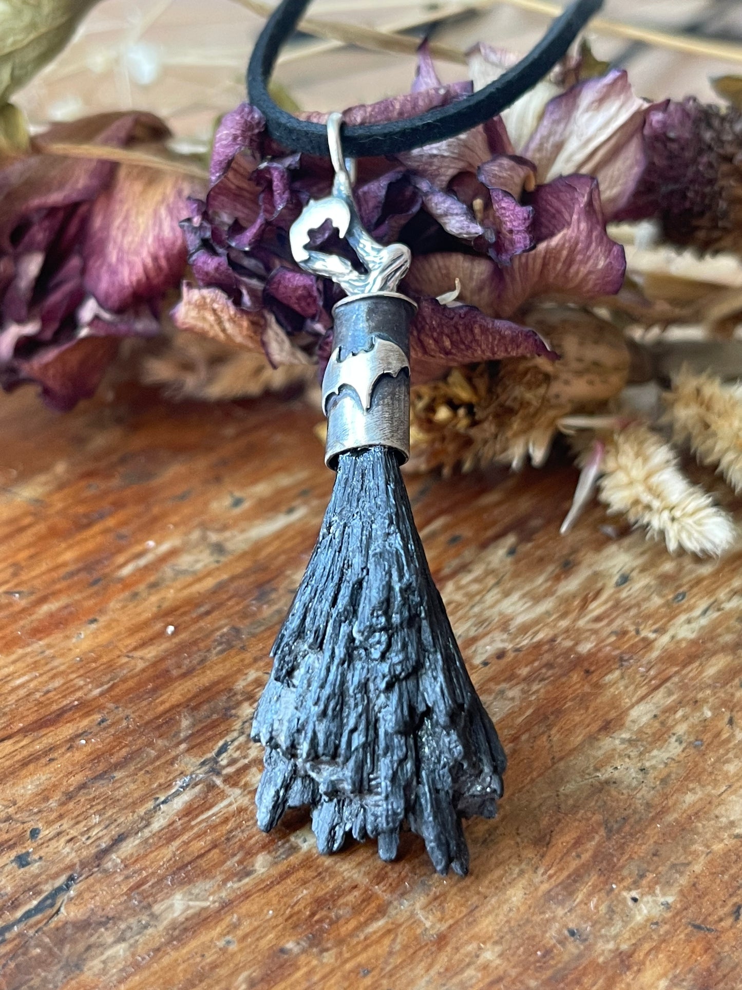 Creature of the Night Witch Crystal Broom Pendant