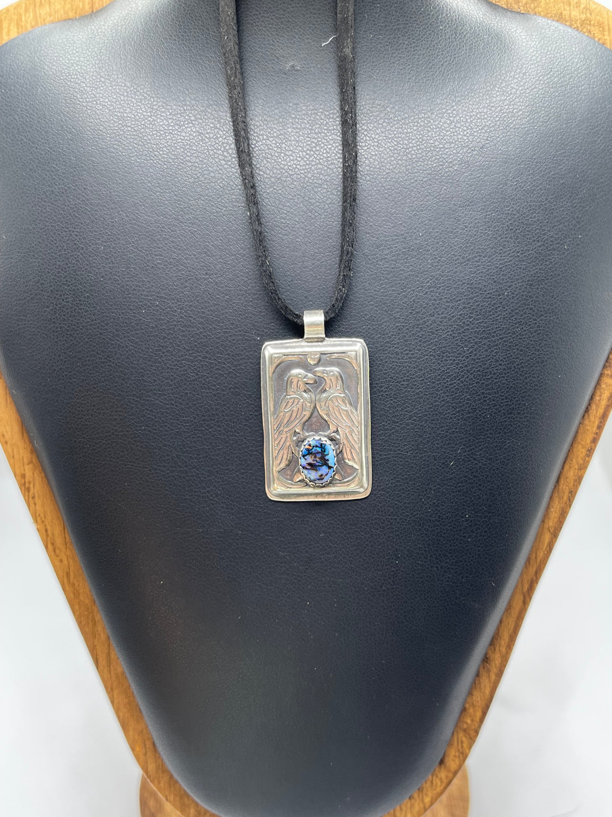 *Nyx’s Ravens • Sterling Opal Raven Pendant • Sterling Silver