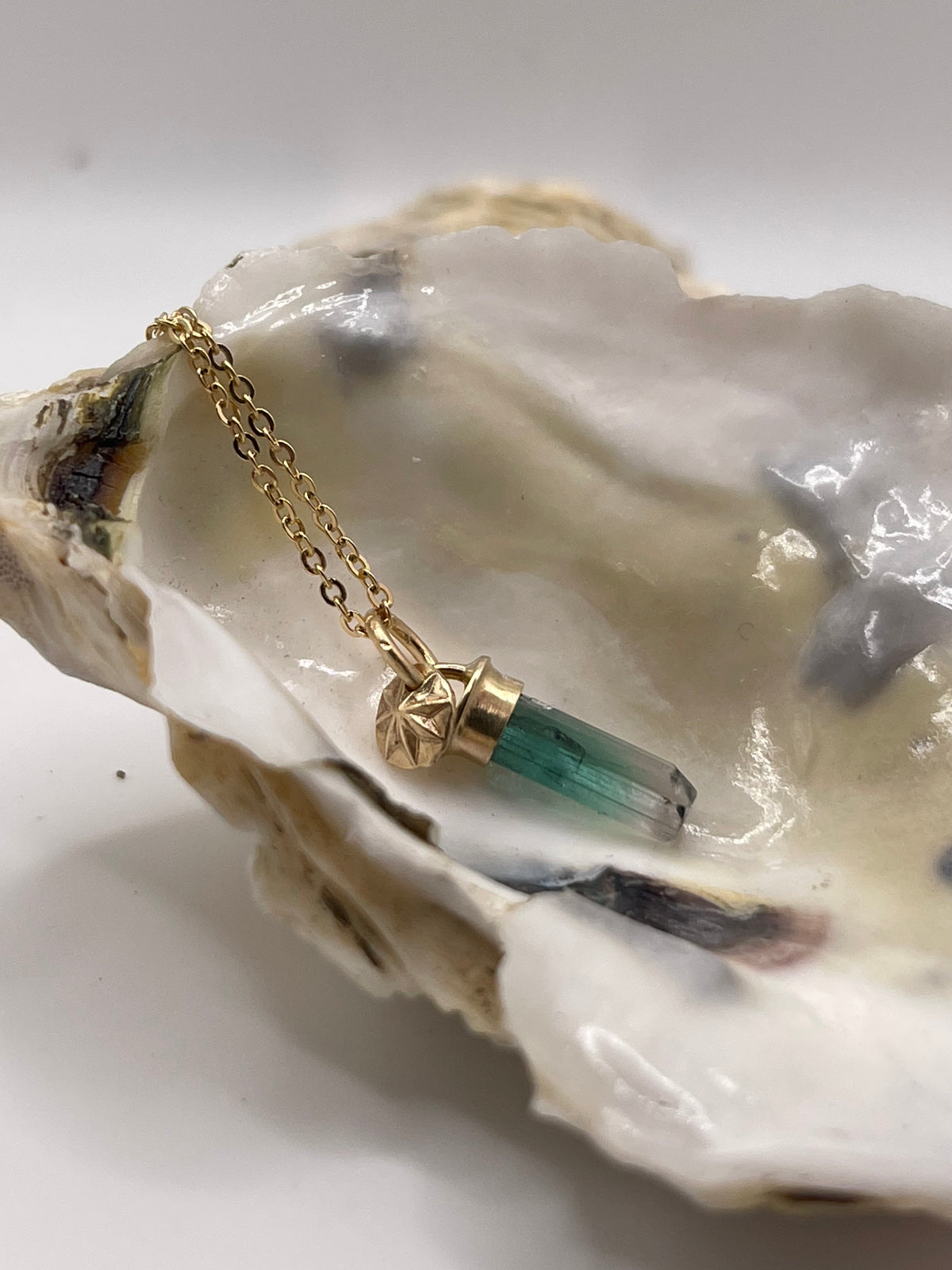 *Astoria & Thalassa • Solid 14K Gold Watermelon Tourmaline Crystal Pendants