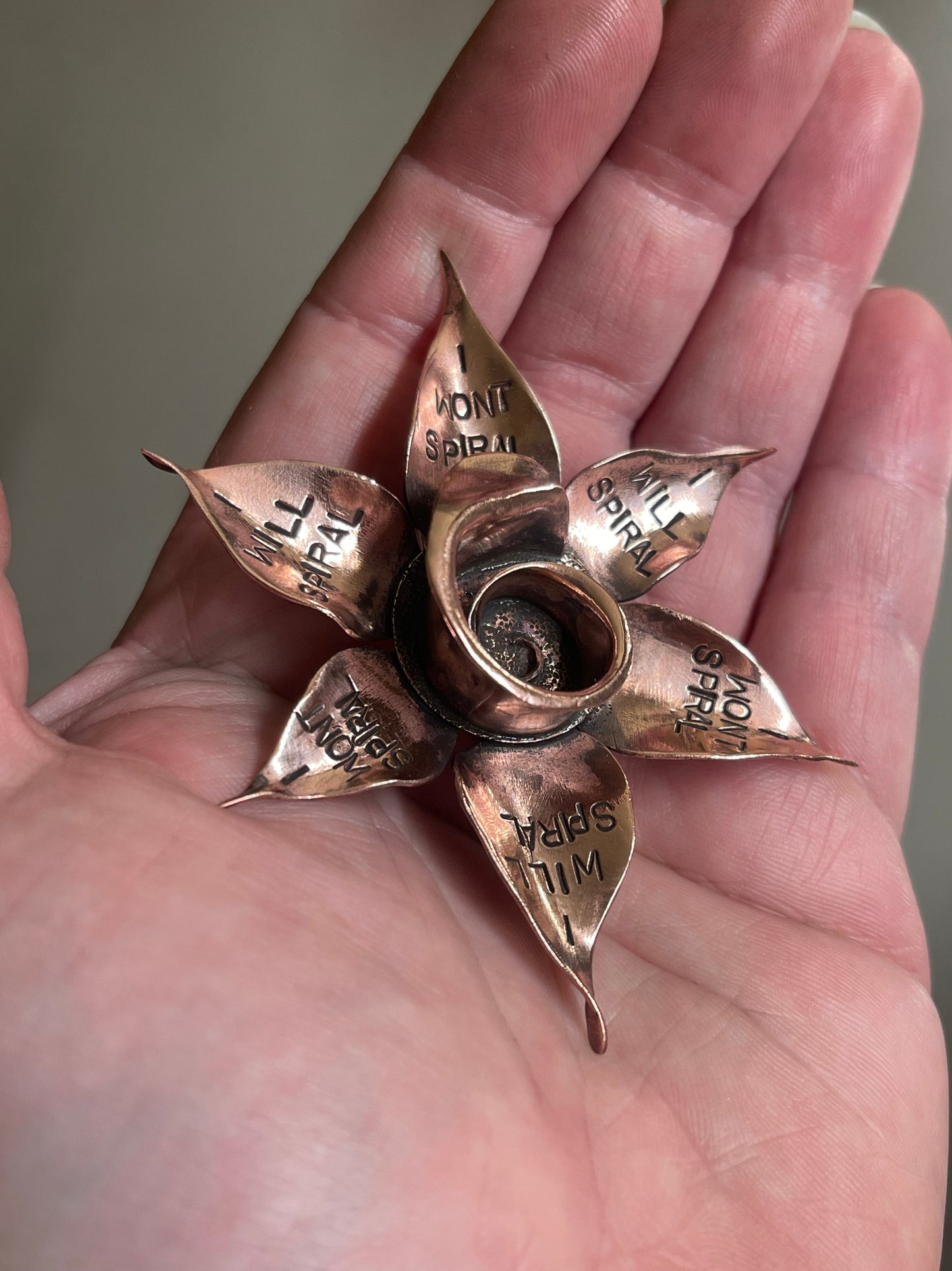 *To Spirl or not to Spiral • Sculptural Copper Flower Brooch/Pendant combo