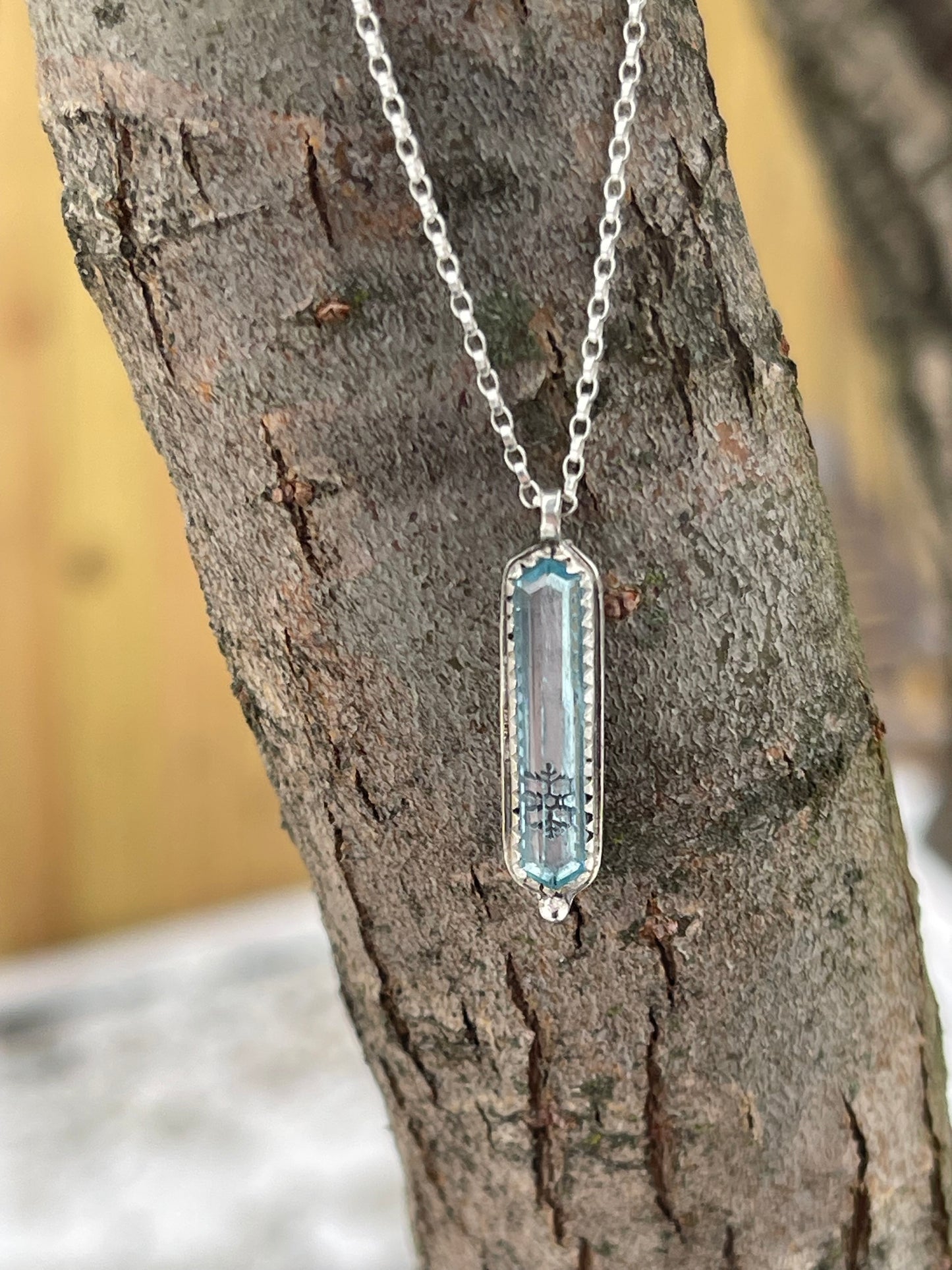 *The Stillness of Winter • Aquamarine Fine Silver Heirloom Pendant Necklace