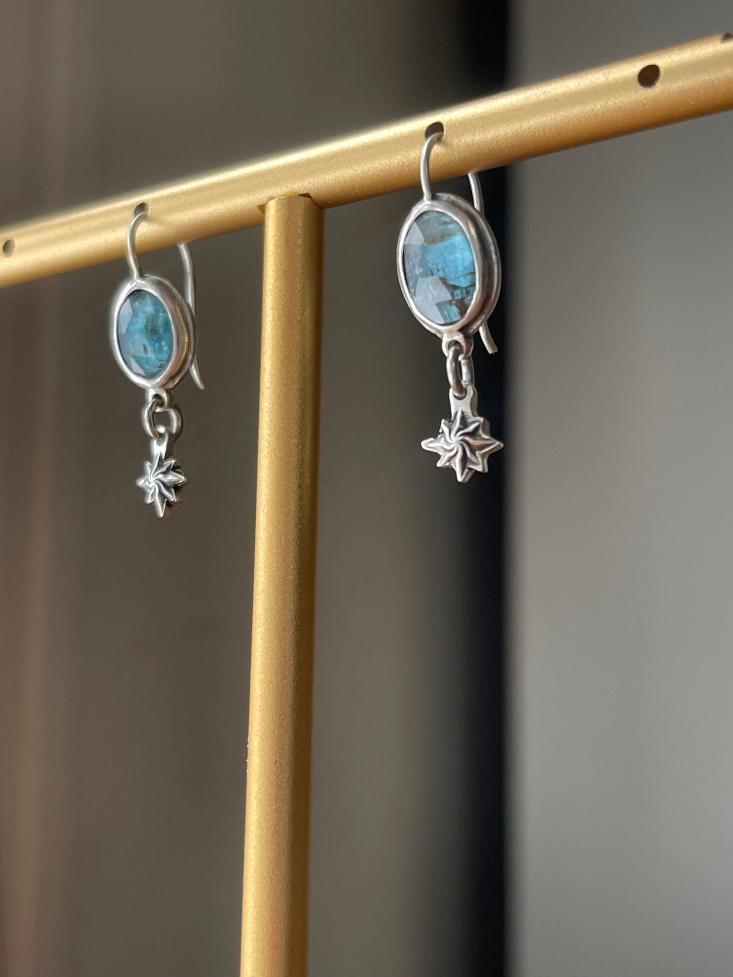 *Ocean of Starlight • Teal Kyanite Celestial Drop Dangle Earrings