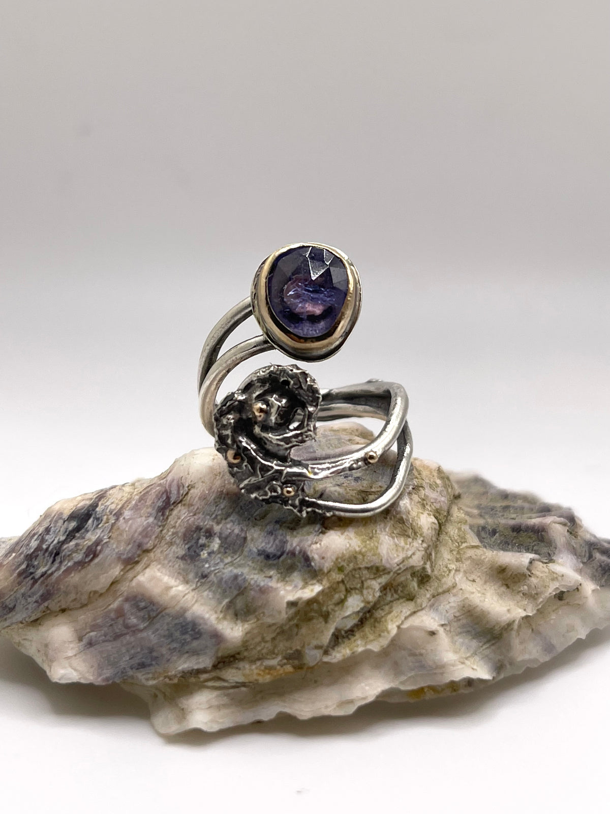 *Luna del Mare • Tanzanite Statement Ring • Solid 14K Gold & Silver • Adjustable