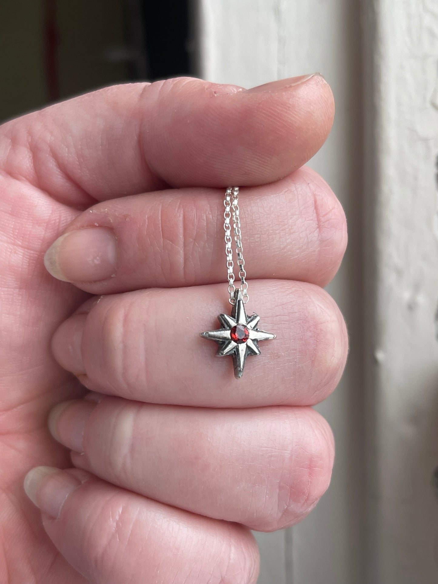 *Dark Star • Garnet Star Charm Necklace MADE TO ORDER