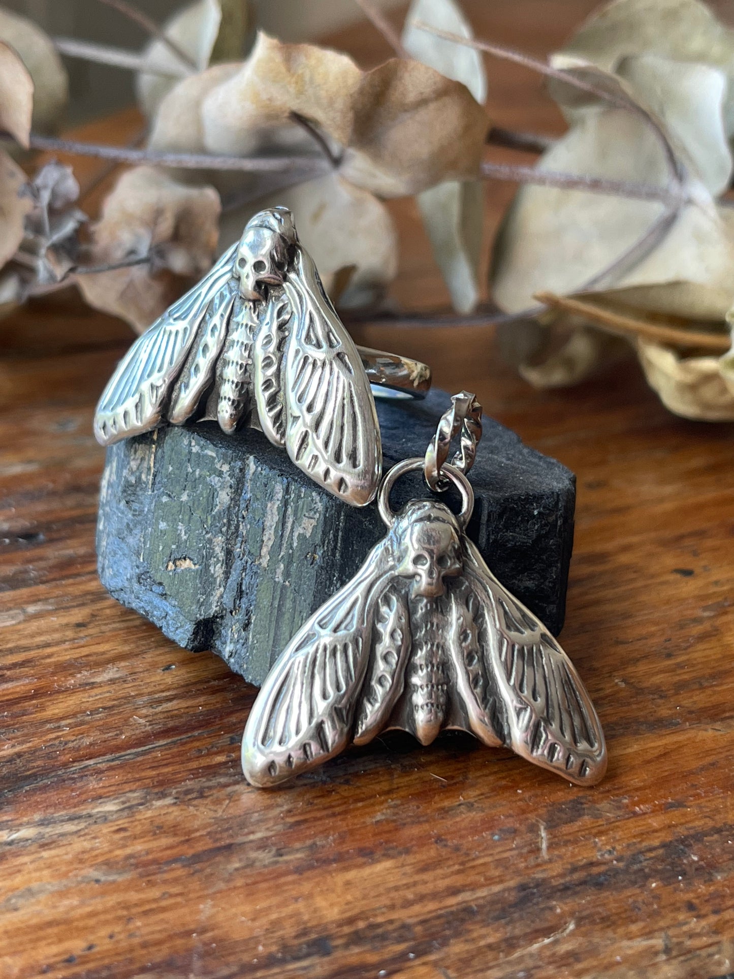 Deathmoth Pendant and Ring • MADE TO ORDER