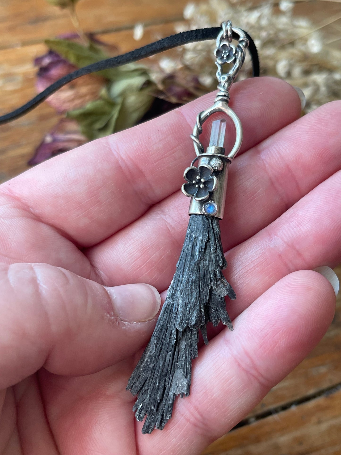 Garden Witch Crystal Broom Pendant