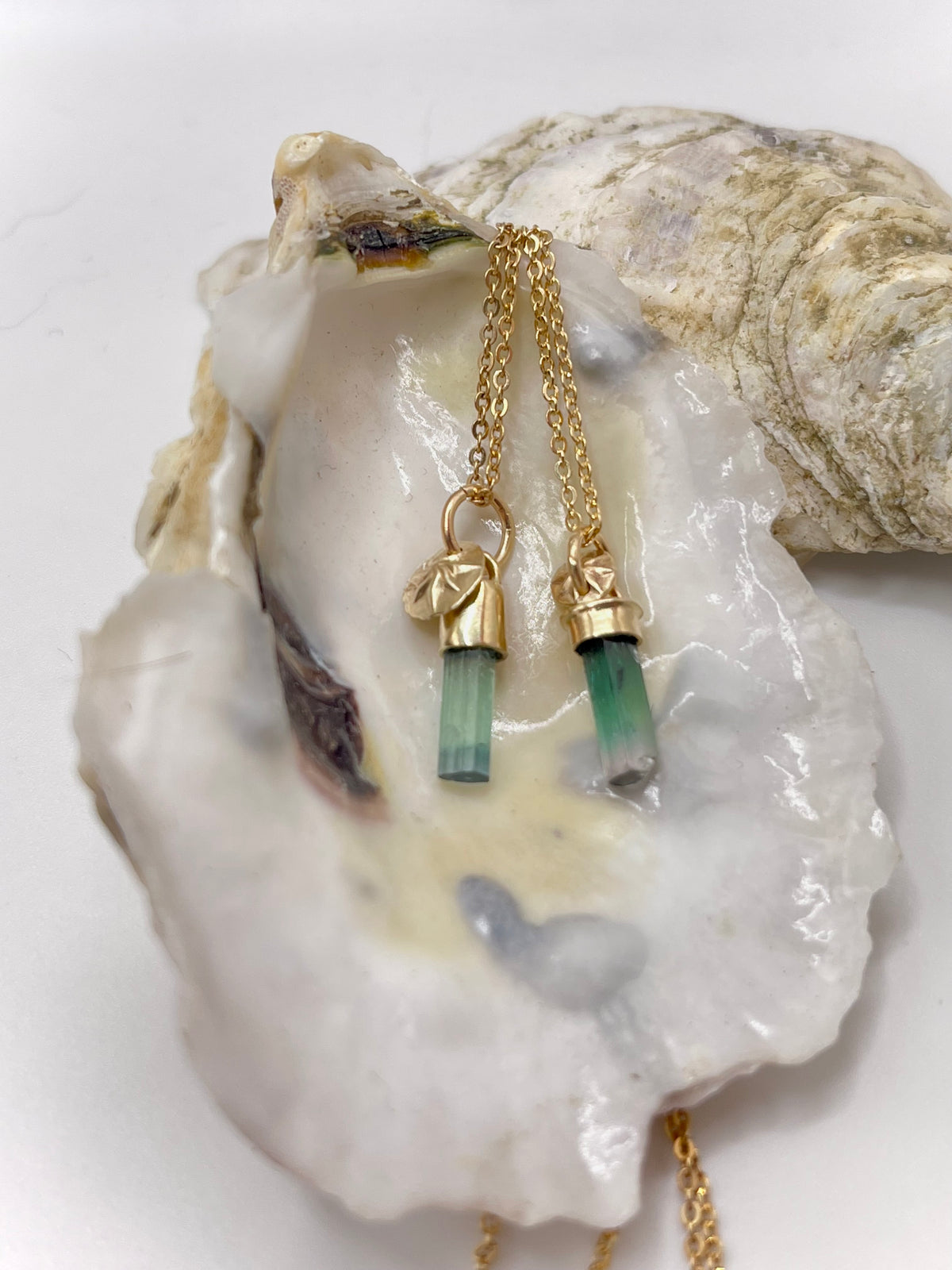 *Astoria & Thalassa • Solid 14K Gold Watermelon Tourmaline Crystal Pendants