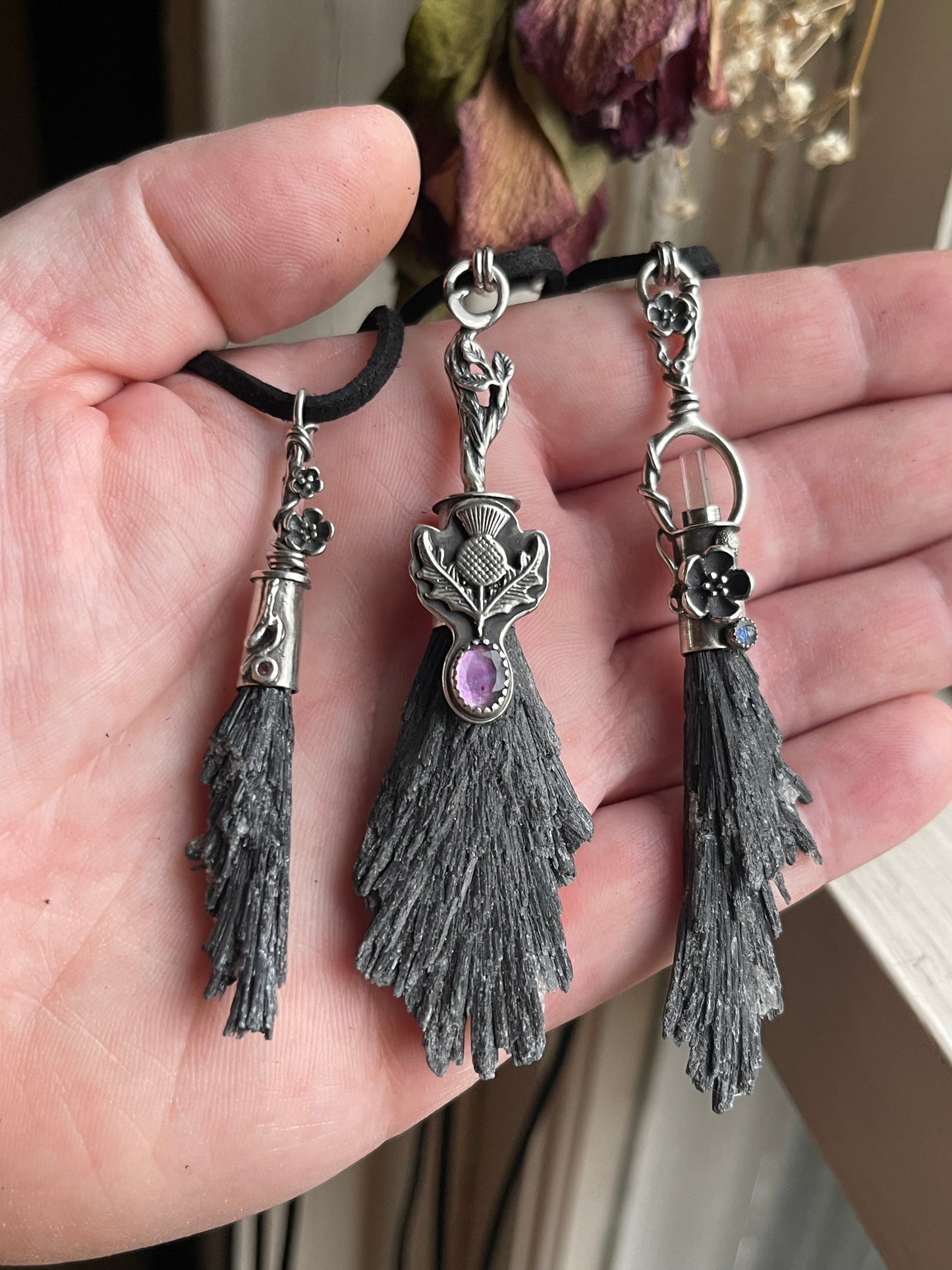 Garden Witch Crystal Broom Pendant