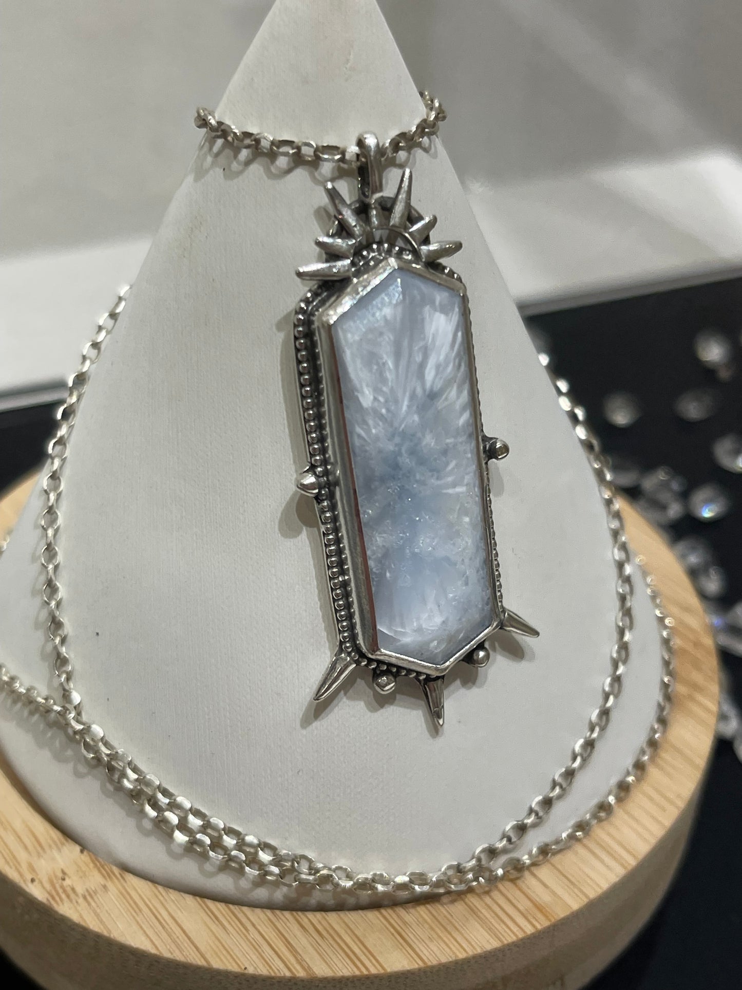 *Glacial Crown • Bridewell Stone Statement Pendant Necklace • Fine Silver