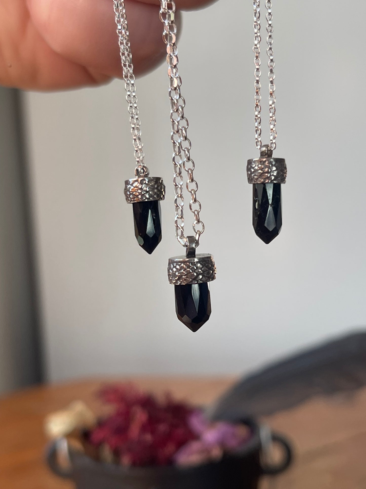 *Sparkling Black Onyx Crystal Charms