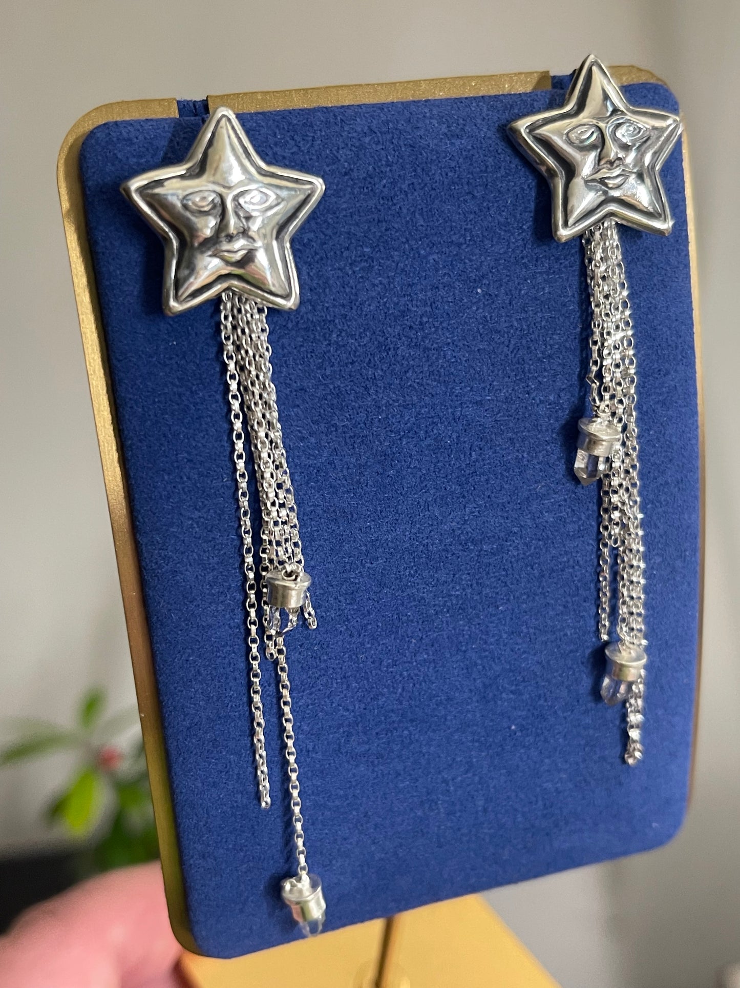 *Dreams Beneath Starlight Stud Dangle Crystal Fringe Earrings