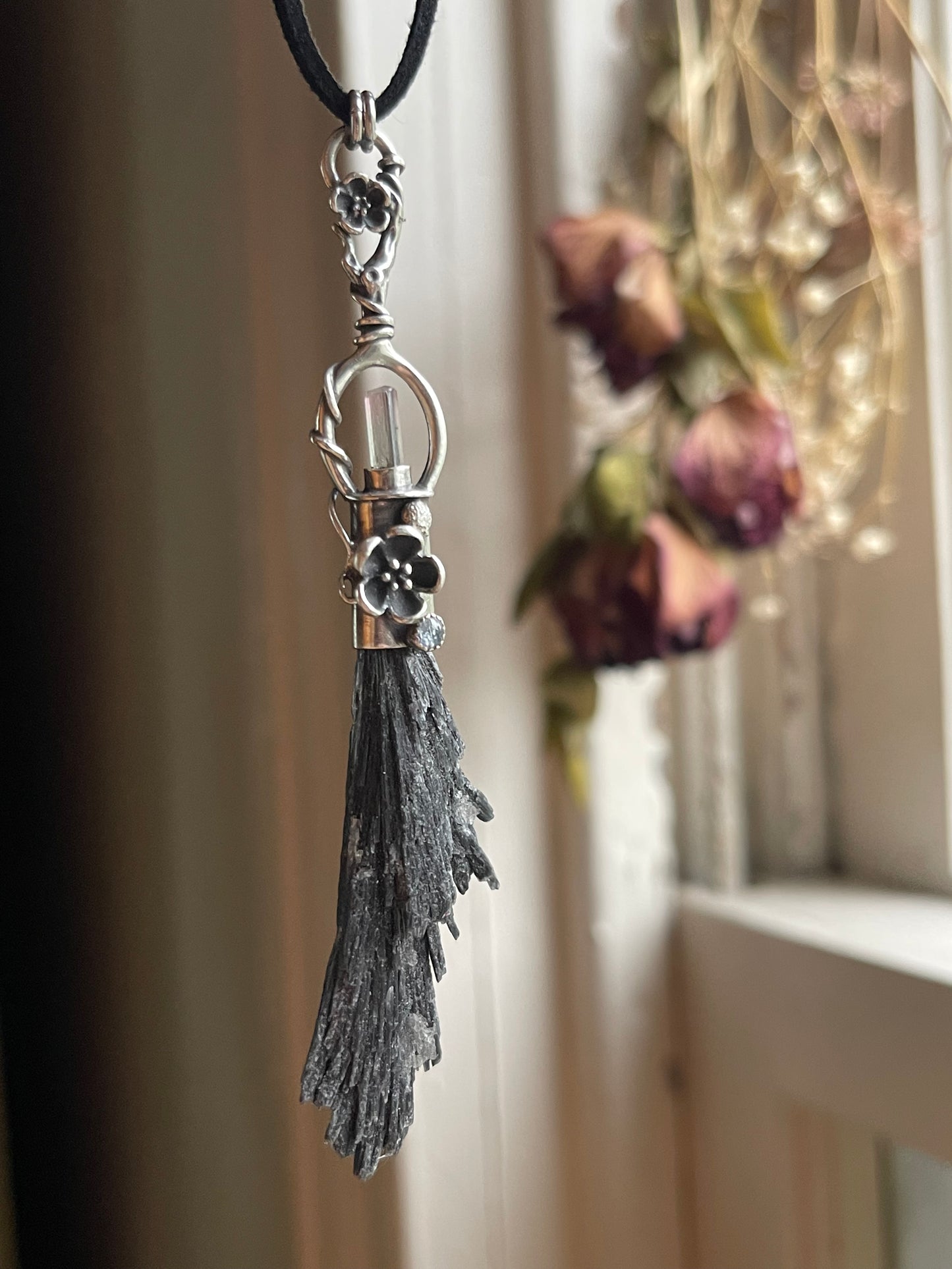 Garden Witch Crystal Broom Pendant