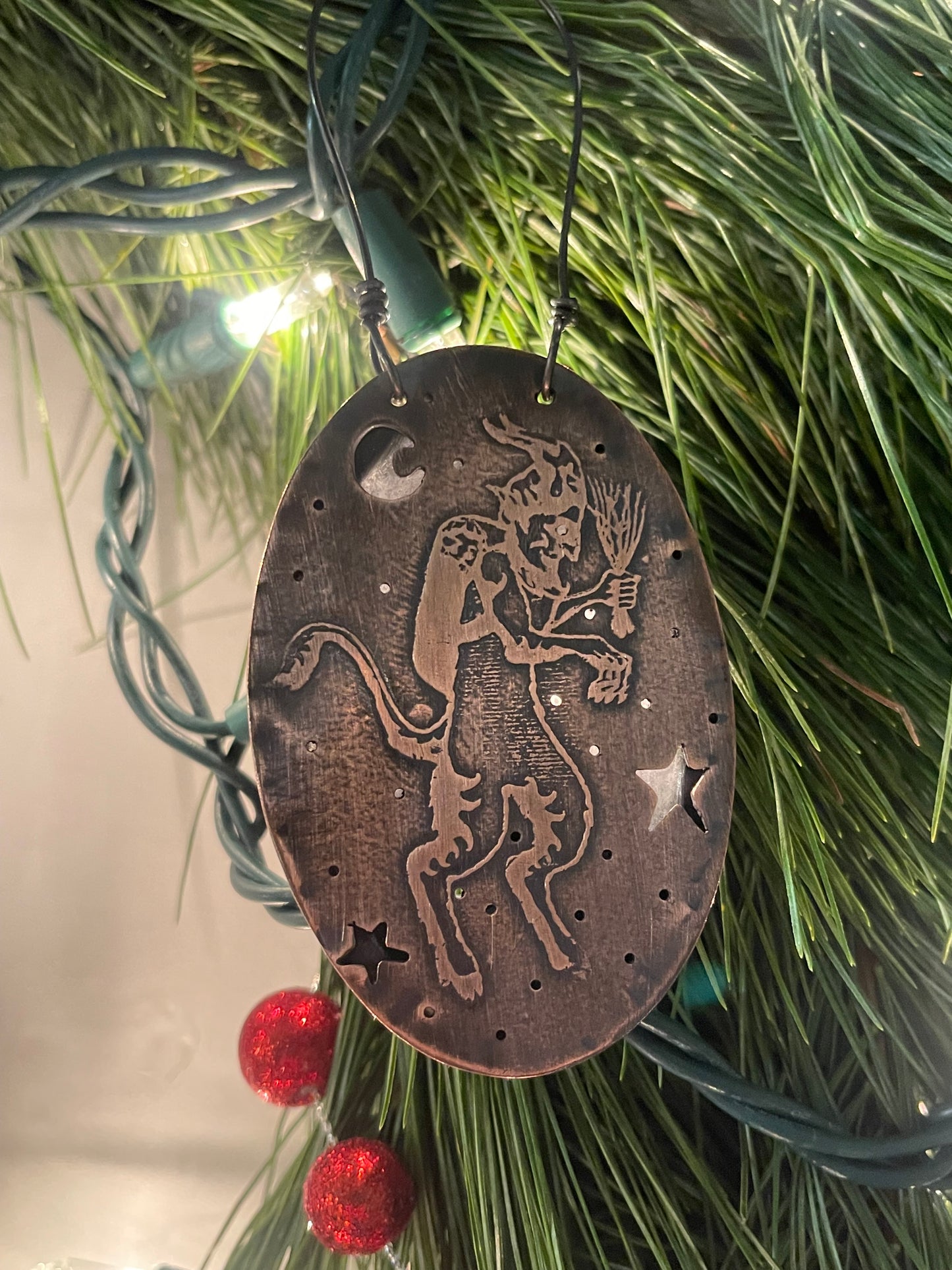 *Creepin’ Krampus • Hollowform Etched Copper Ornament