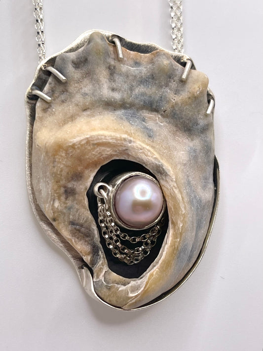 RESERVED* Edison Pearl Oyster Pendant Necklace for Natalie