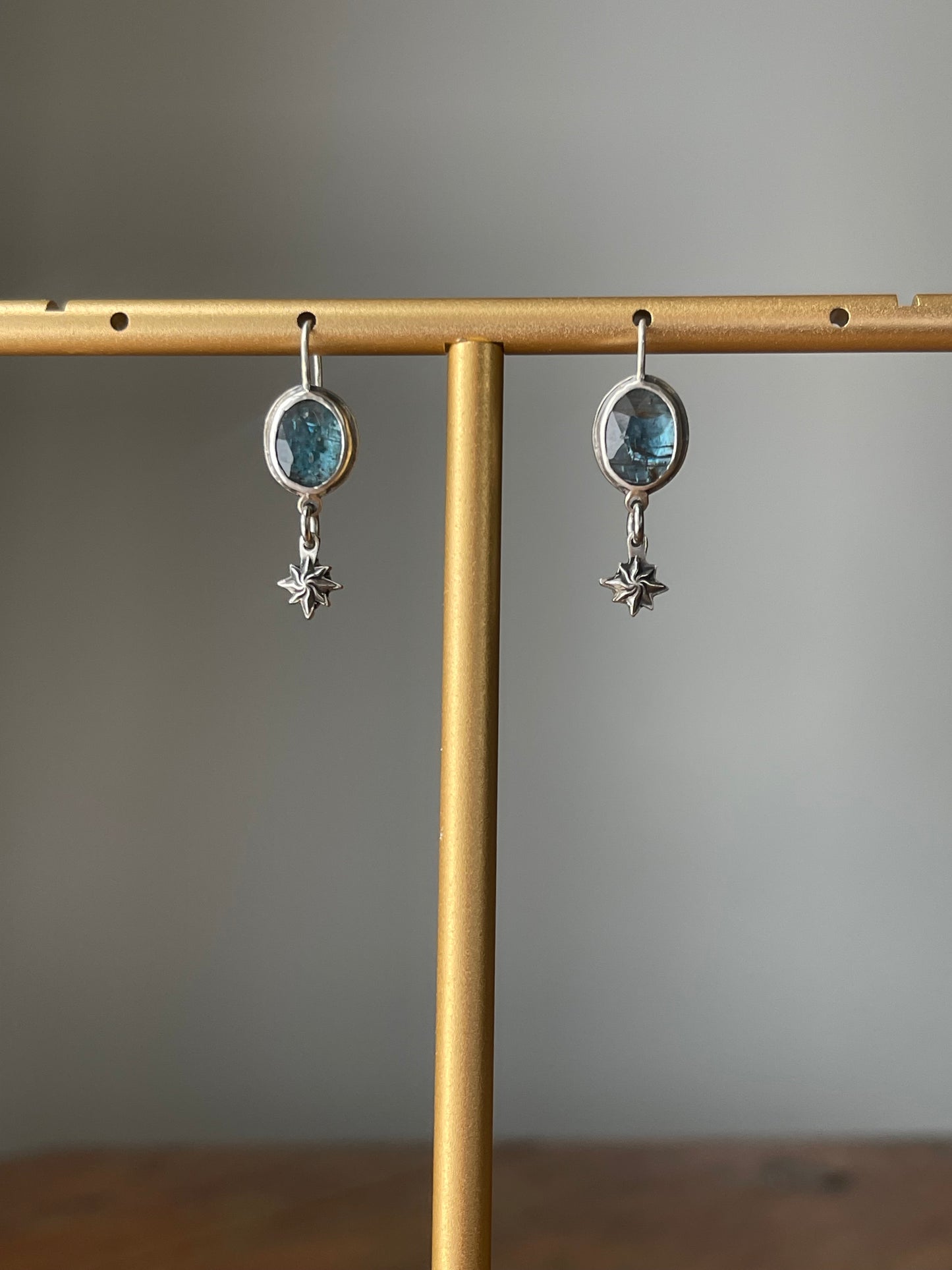 *Ocean of Starlight • Teal Kyanite Celestial Drop Dangle Earrings