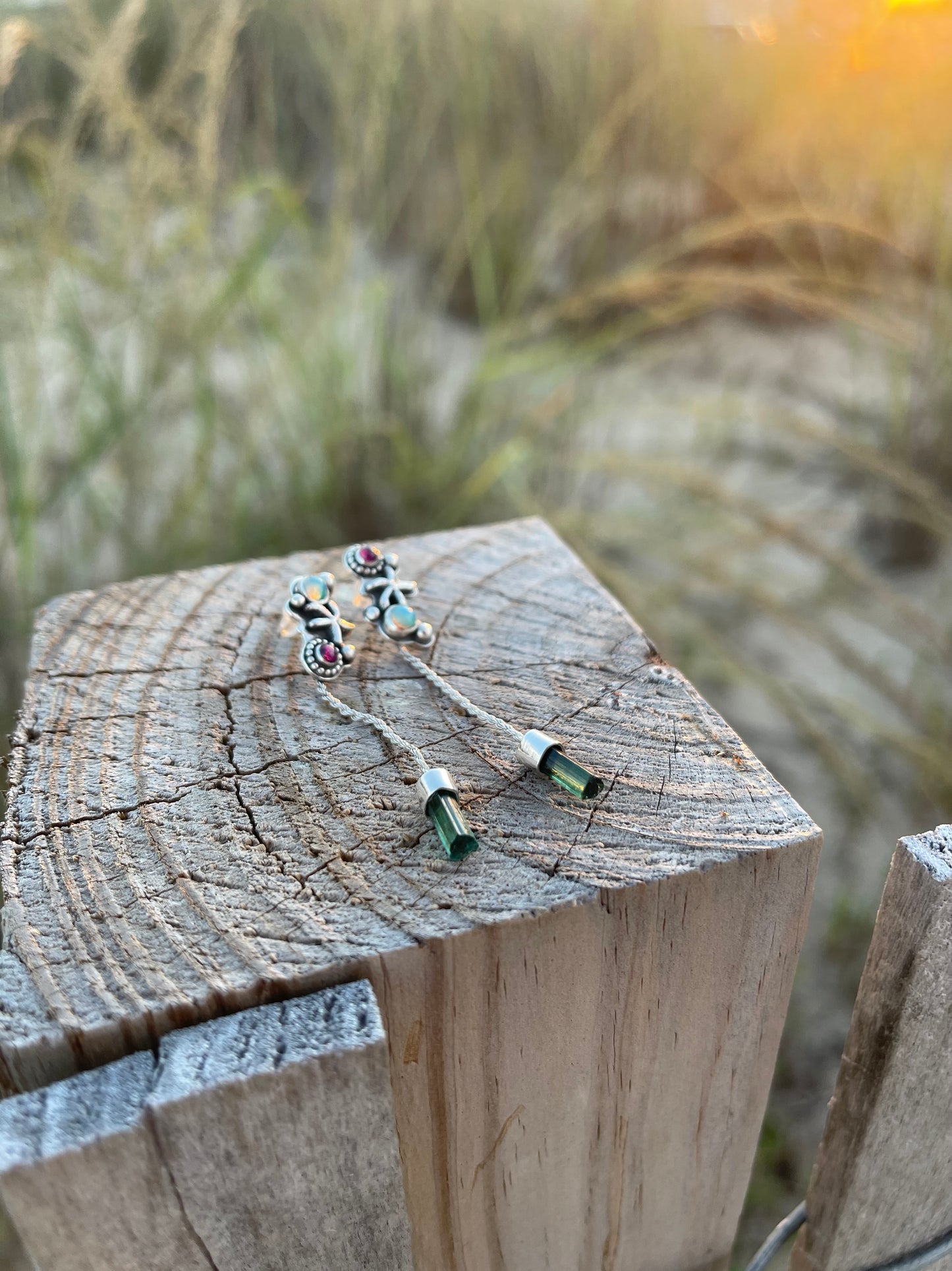 Drifting Through Tides • Starfish Multi-stone Crystal Stud Drop Dangle Earrings