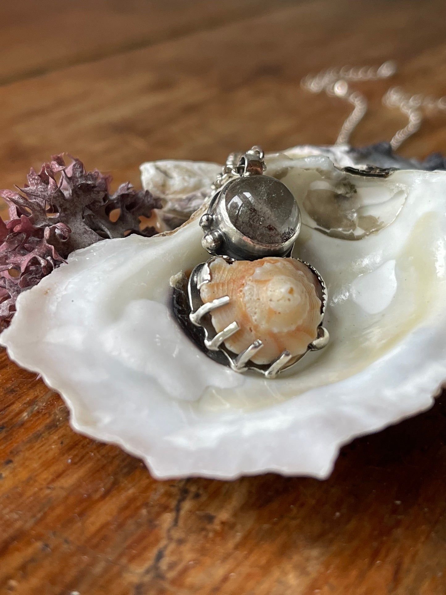 *Violet Tides • Seashell Garden Quartz Pendant Necklace • Sterling Silver