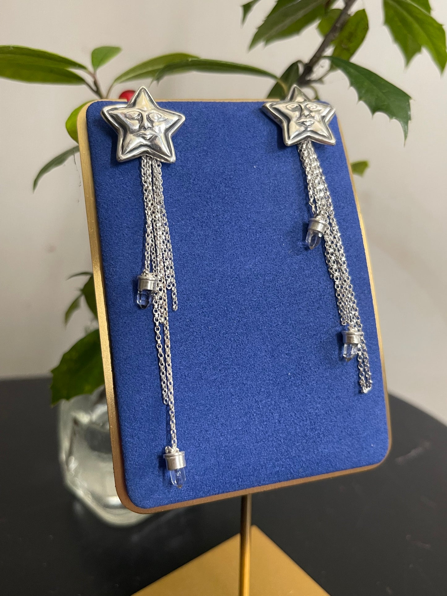 *Dreams Beneath Starlight Stud Dangle Crystal Fringe Earrings