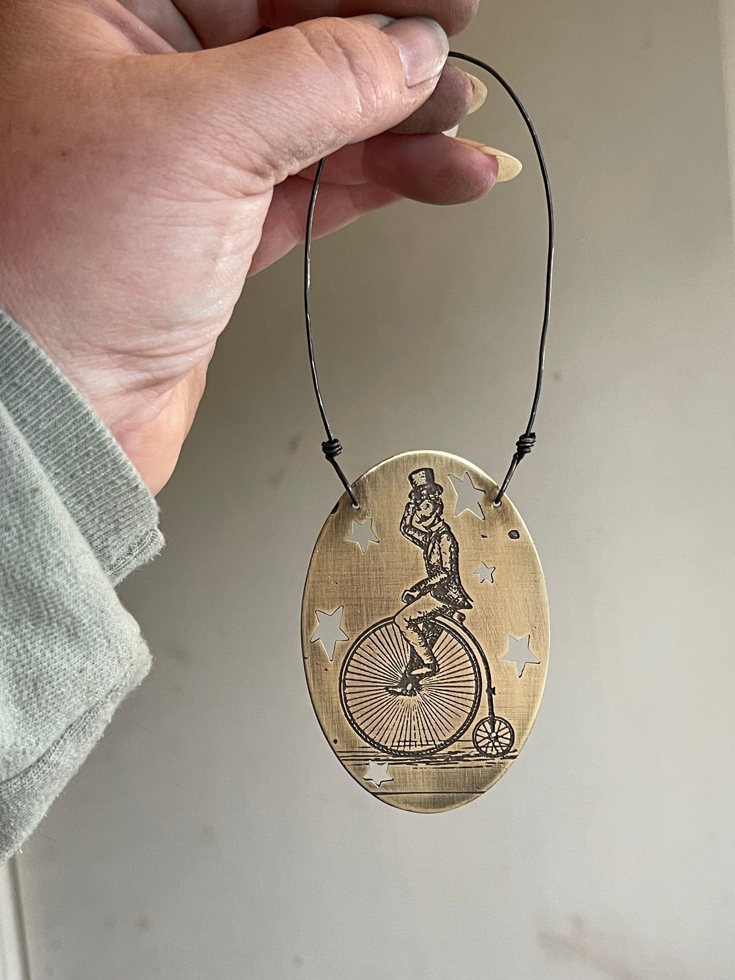 *Flying High on the High Wheel • Etched Brass Ornament