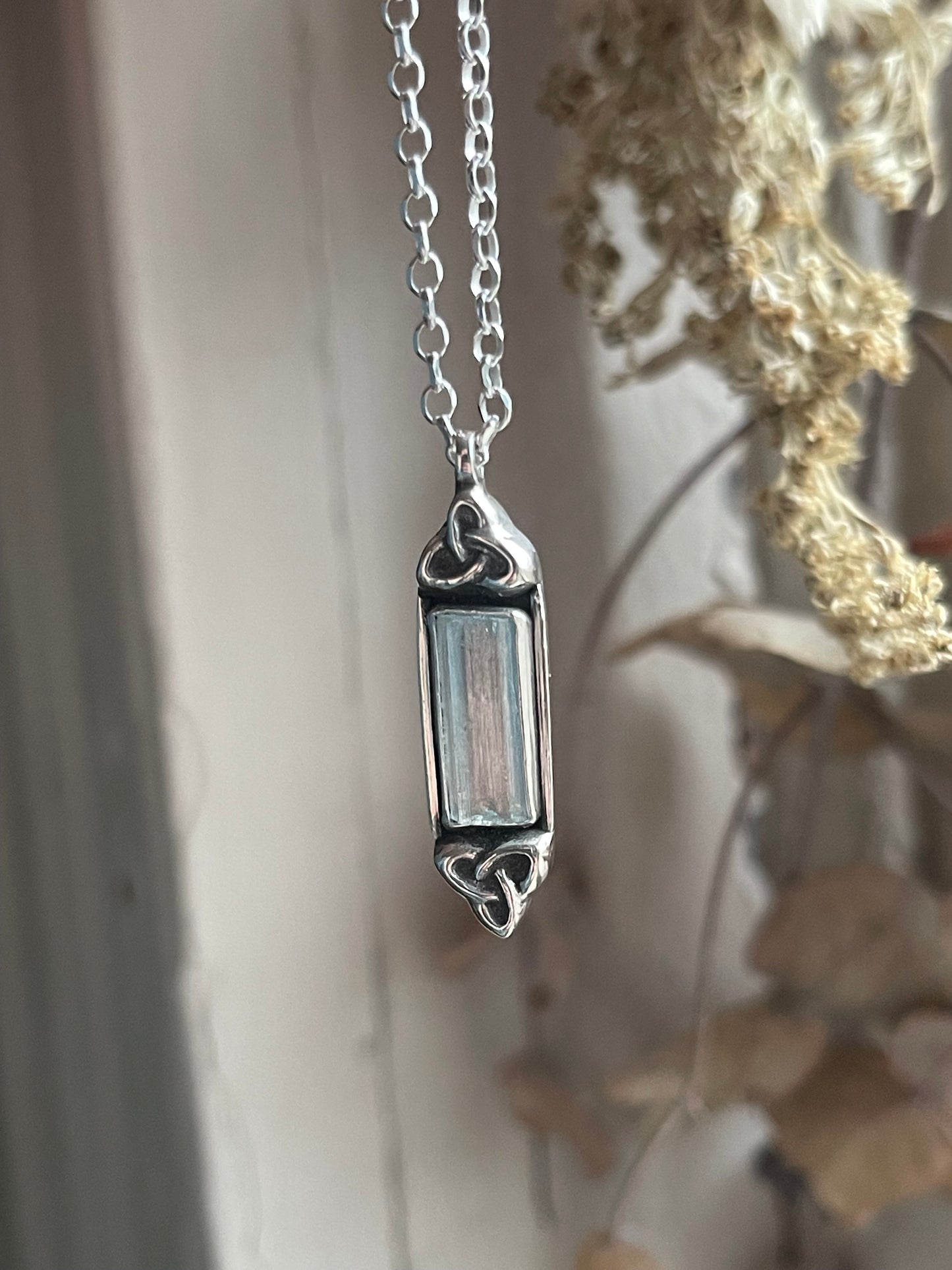 Aquamarine Celtic Amulet Necklace