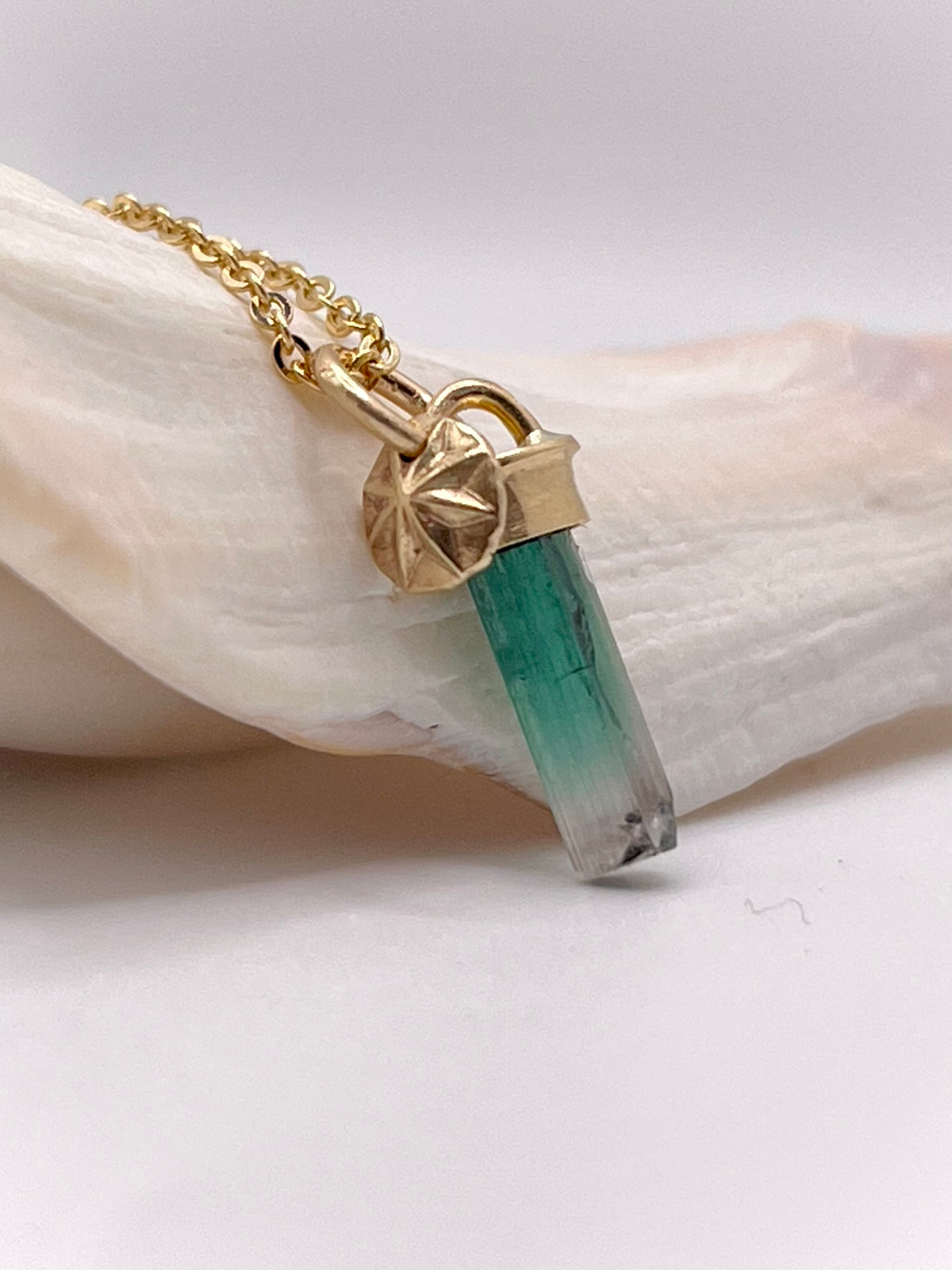 *Astoria & Thalassa • Solid 14K Gold Watermelon Tourmaline Crystal Pendants