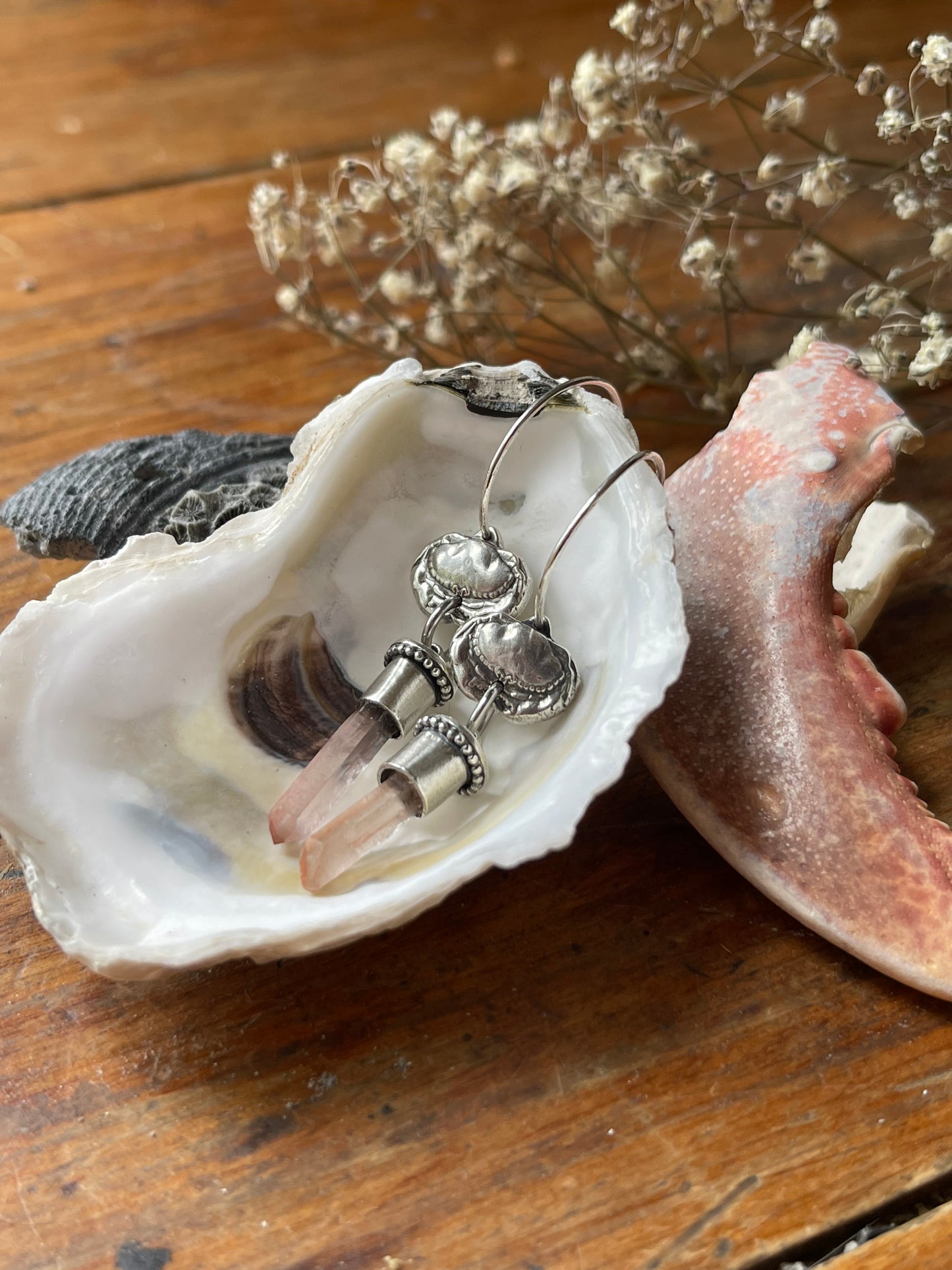 Crabbin’ Line • Red Quartz Crystal Dangle Crab Earrings