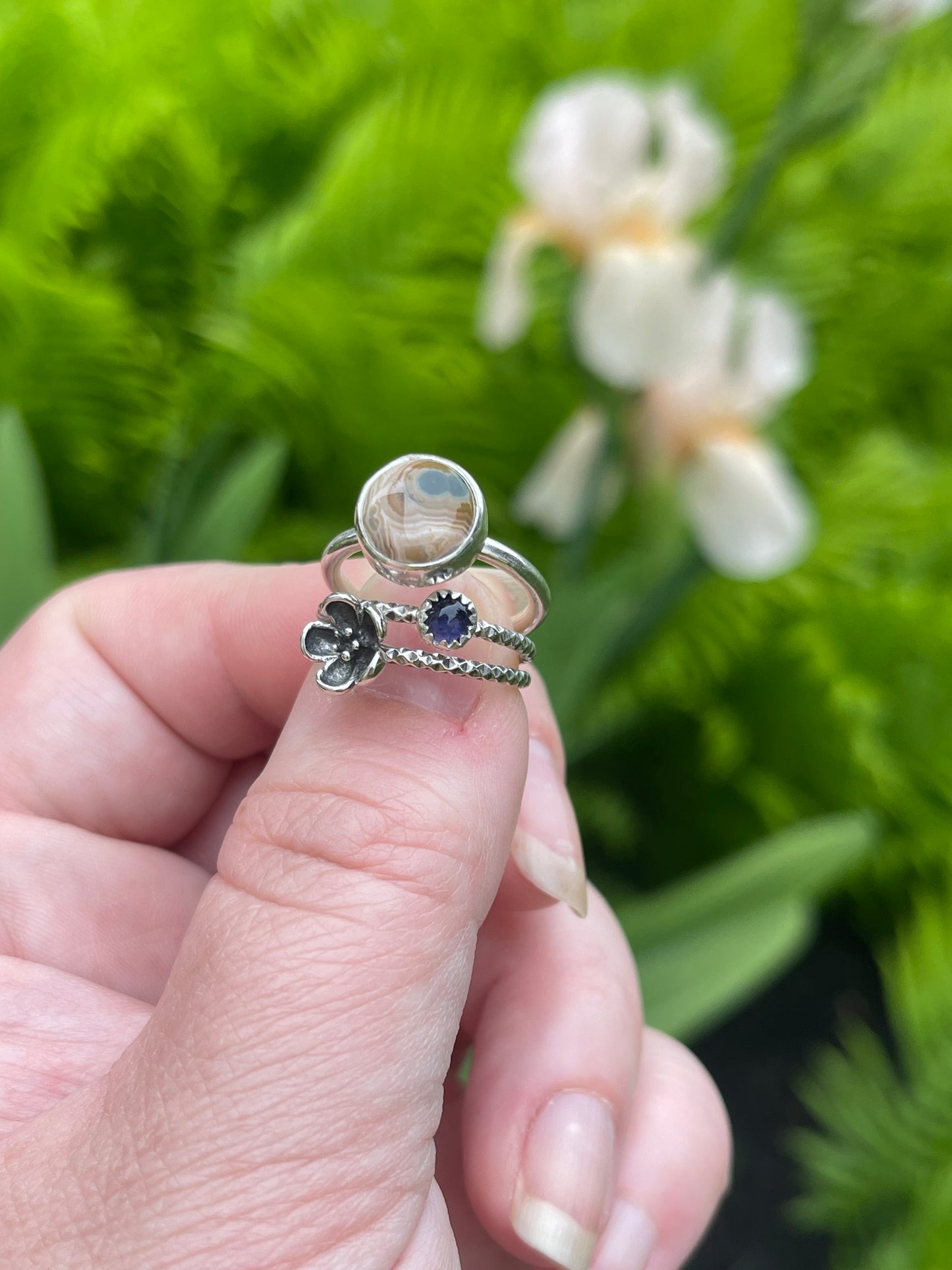 Beltane Blooms Ocean Jasper Stacker Ring Set