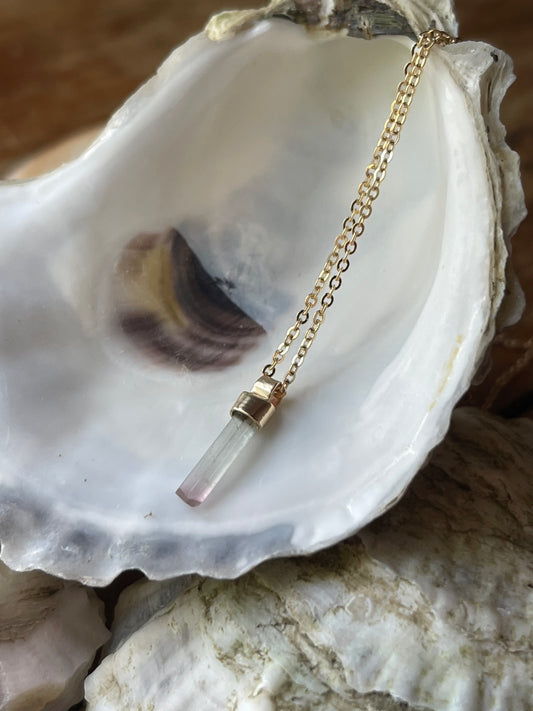 *Lipstick Tourmaline Crystal in 14K Gold • Necklace