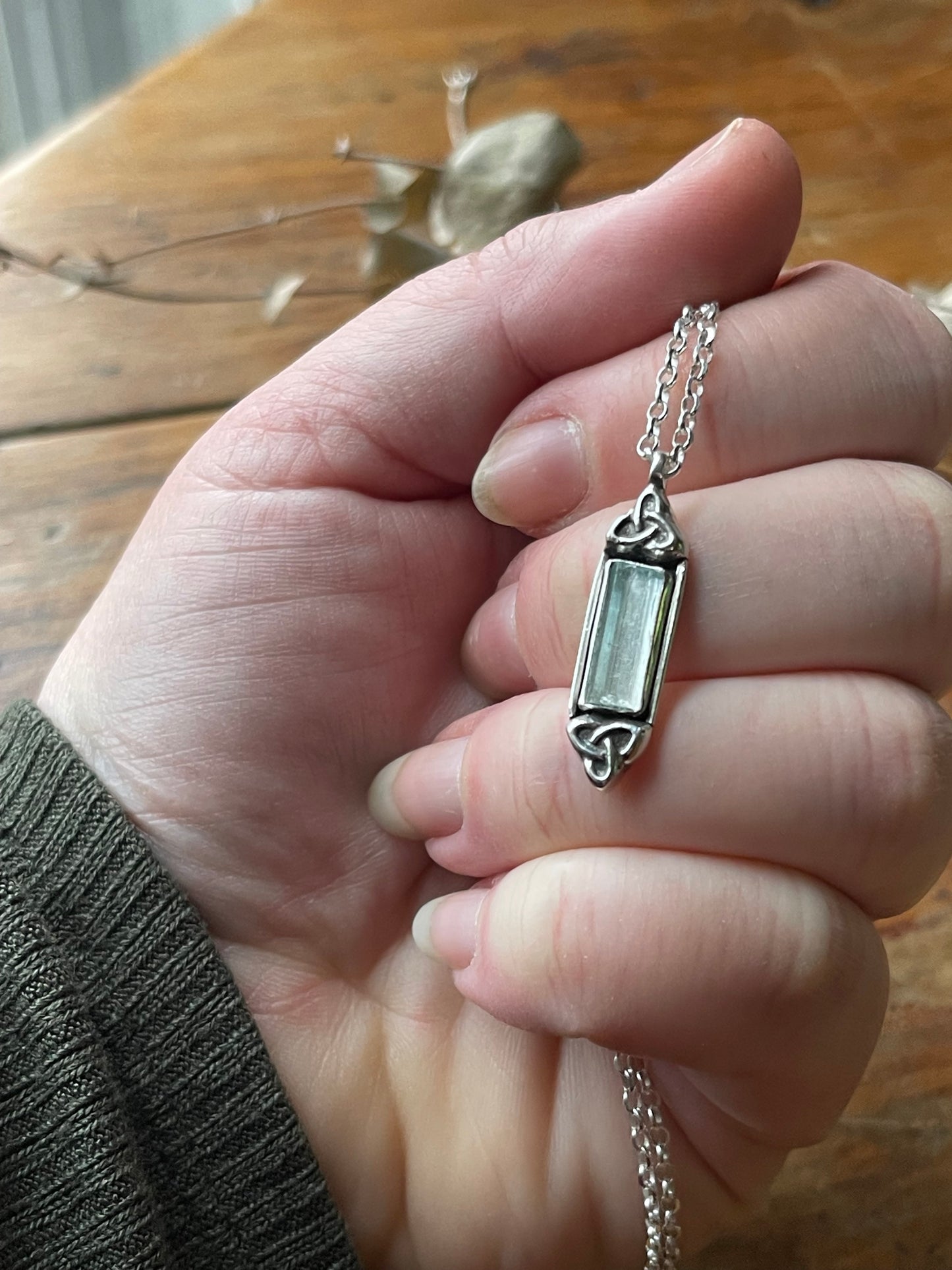 Aquamarine Celtic Amulet Necklace