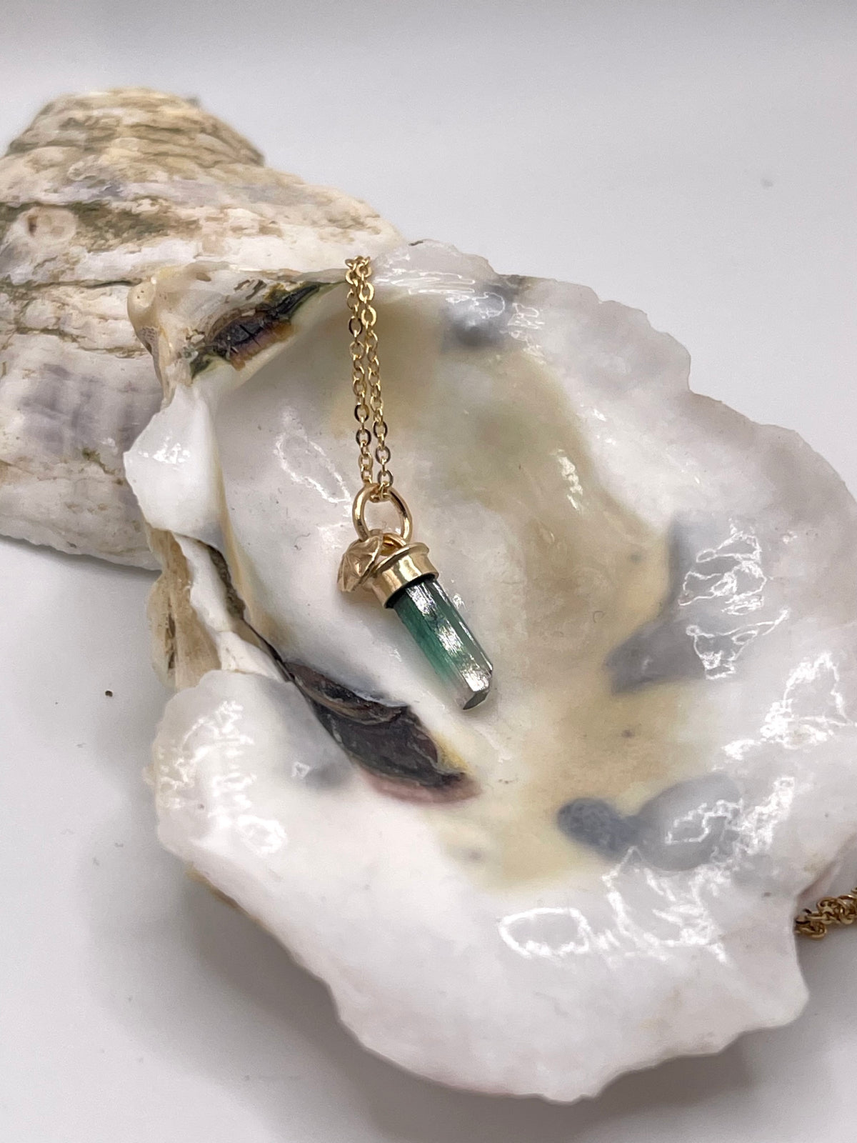 *Astoria & Thalassa • Solid 14K Gold Watermelon Tourmaline Crystal Pendants