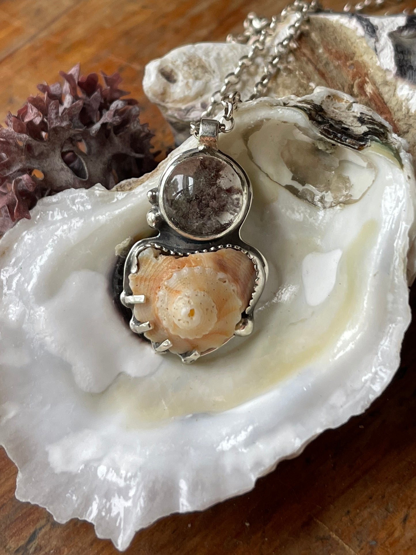 *Violet Tides • Seashell Garden Quartz Pendant Necklace • Sterling Silver