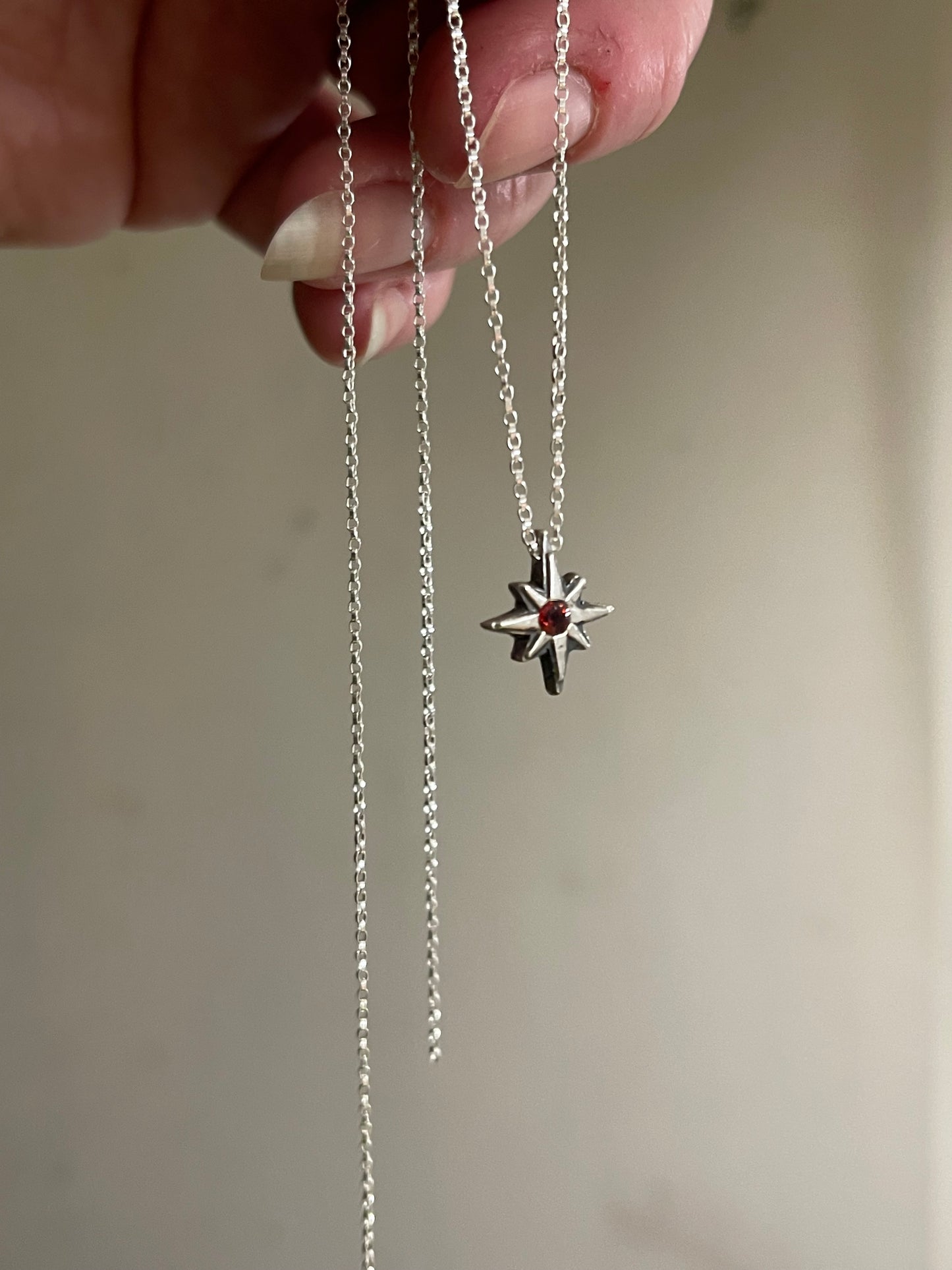 *Dark Star • Garnet Star Charm Necklace MADE TO ORDER