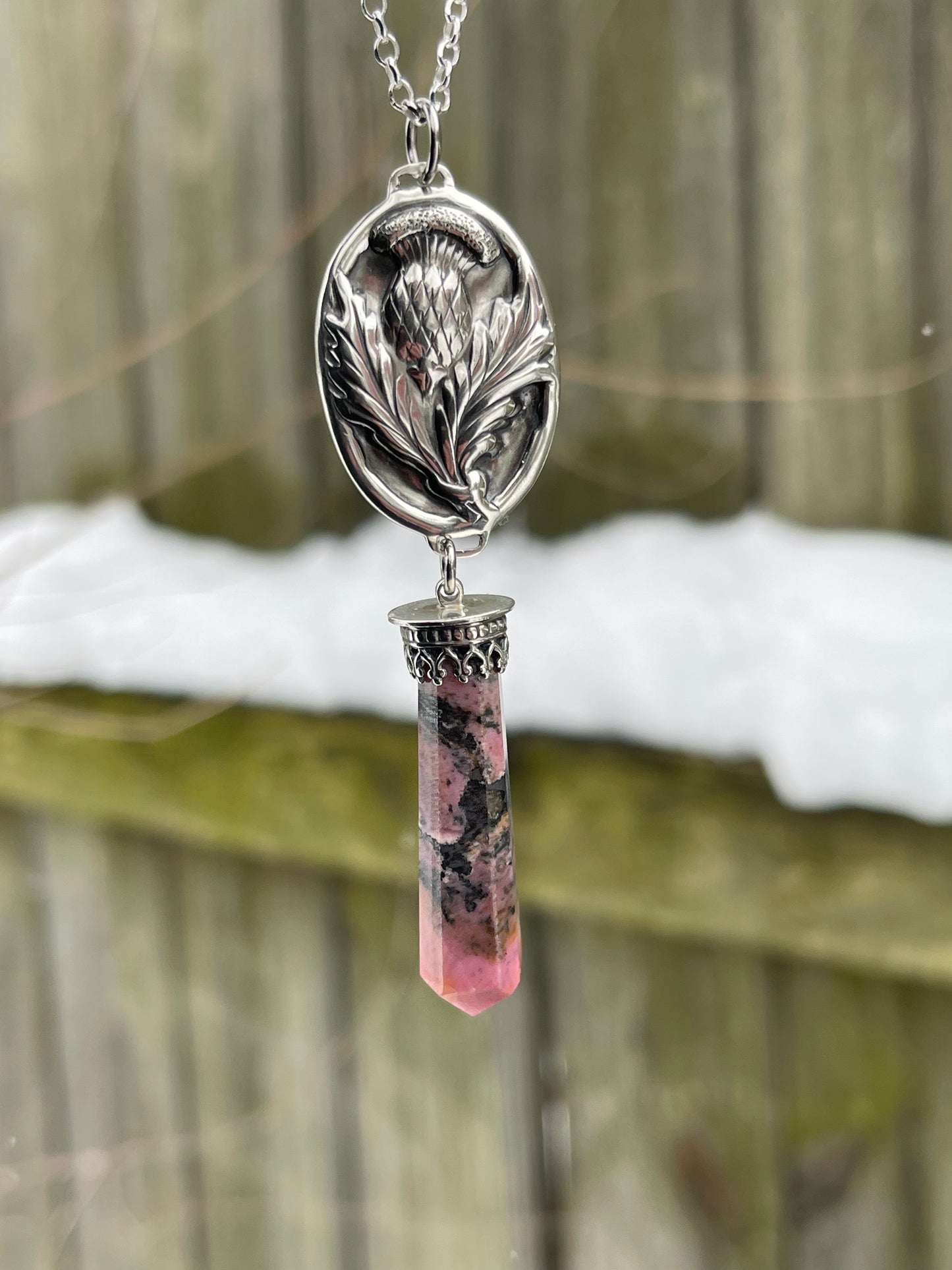 Crystal Thistle Pendant Necklace