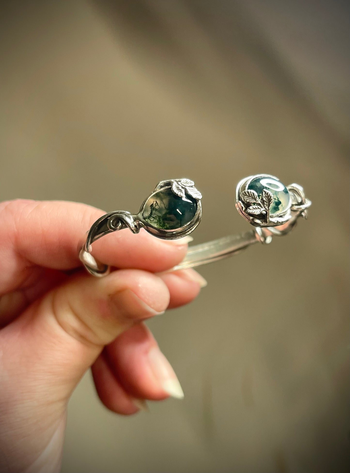 *Forest Floor Moss Agate Cuff Bracelet • Sterling Silver