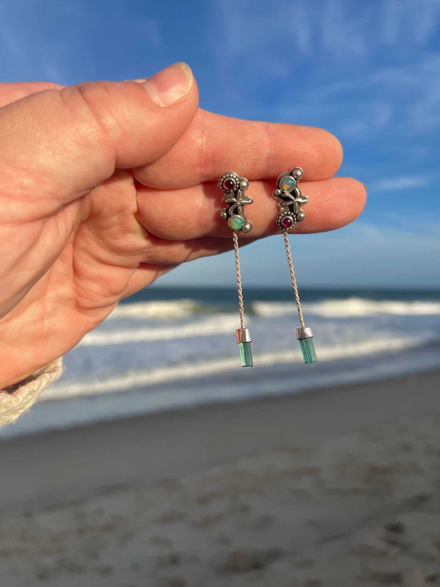 Drifting Through Tides • Starfish Multi-stone Crystal Stud Drop Dangle Earrings