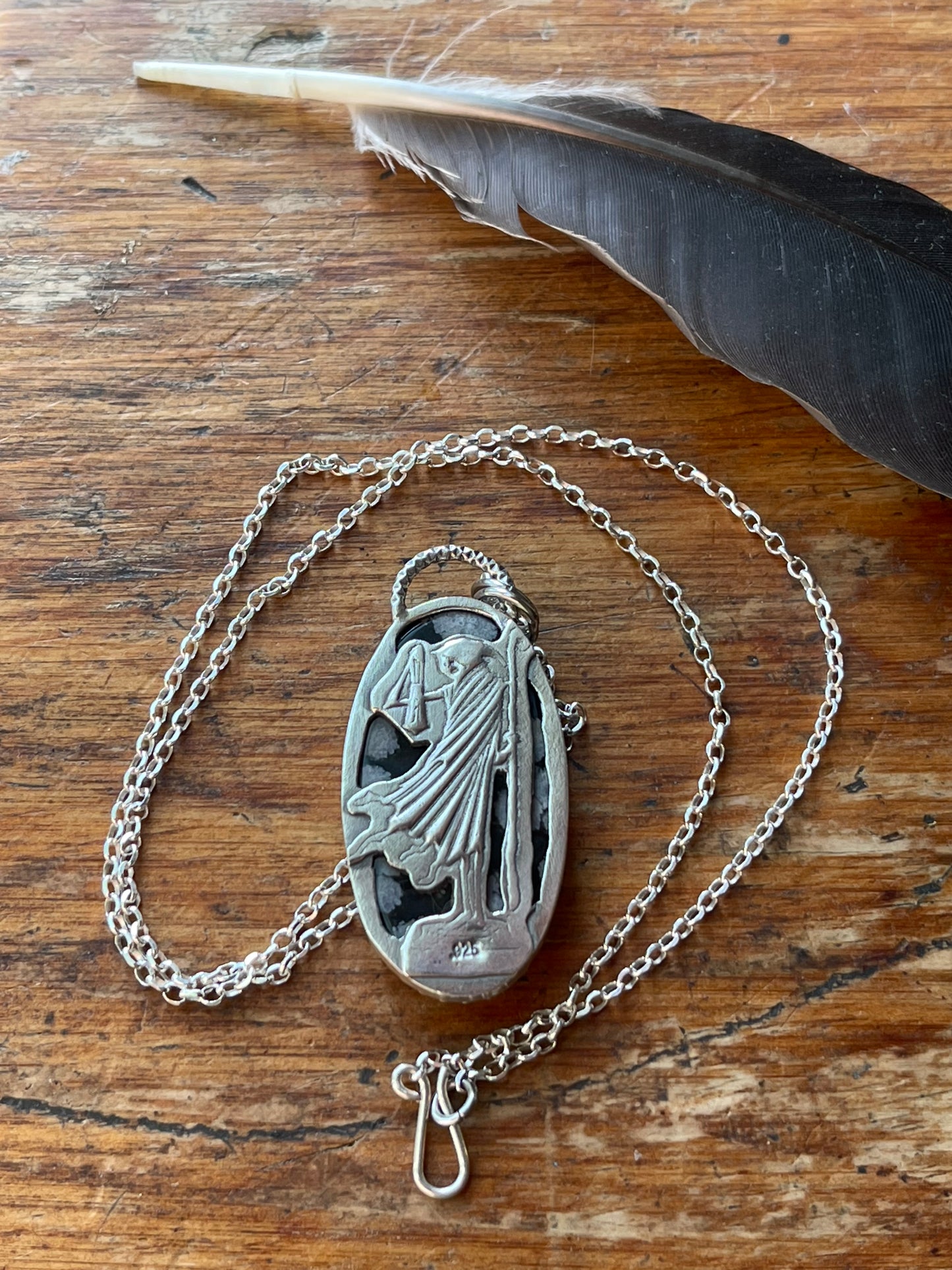 *The Hermit • Snowflake Obsidian Duel Pendant Necklace