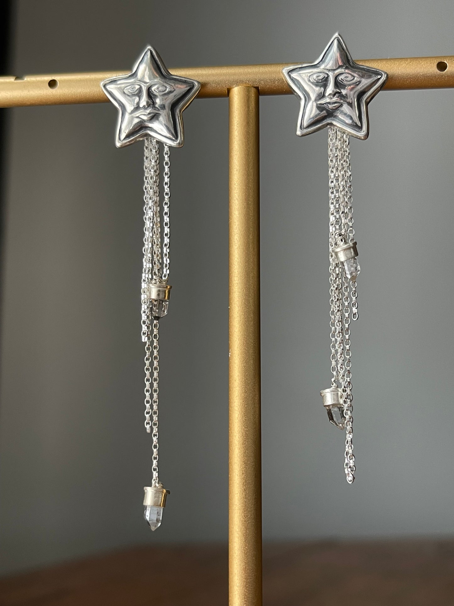 *Dreams Beneath Starlight Stud Dangle Crystal Fringe Earrings