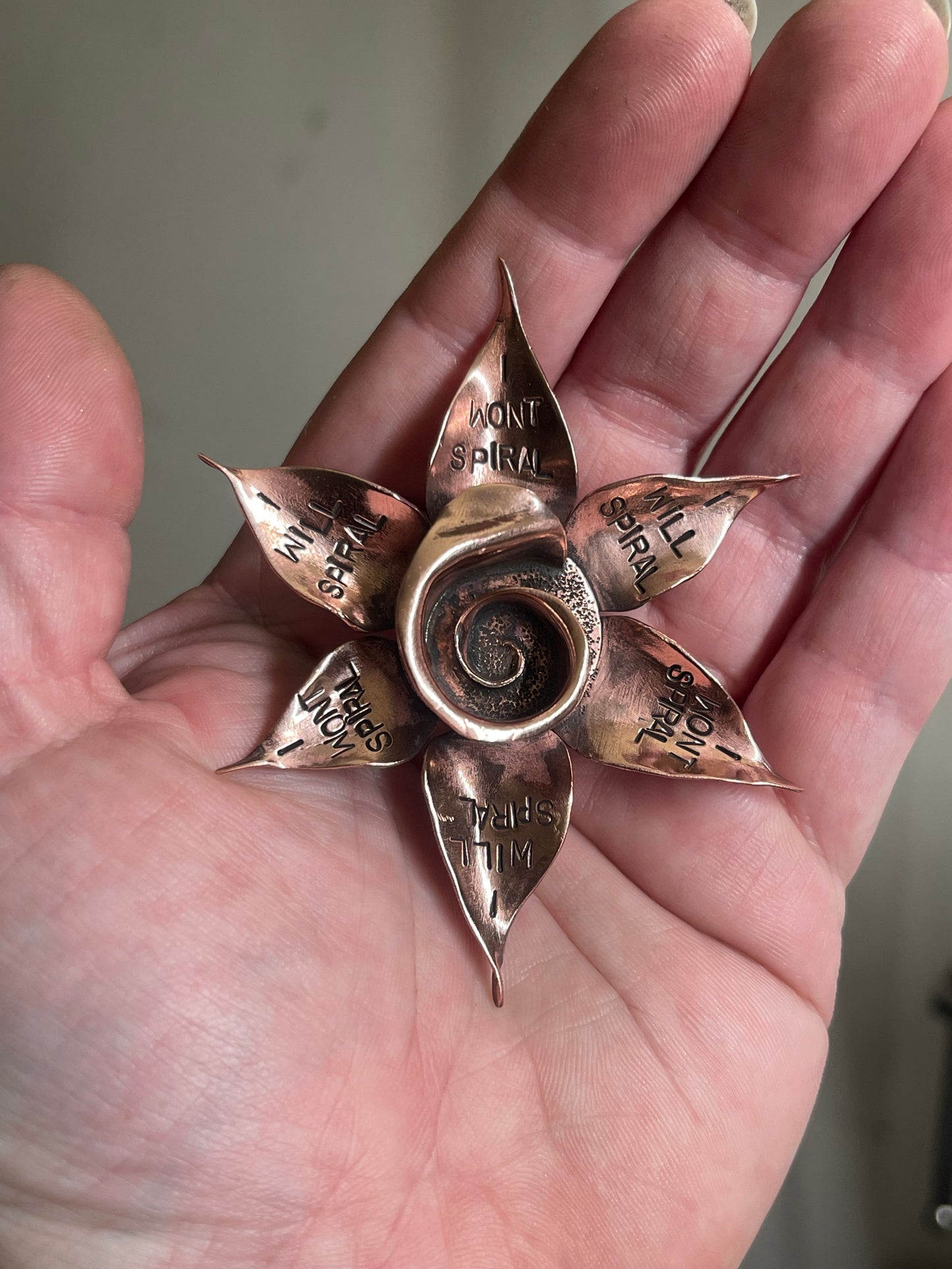 *To Spirl or not to Spiral • Sculptural Copper Flower Brooch/Pendant combo