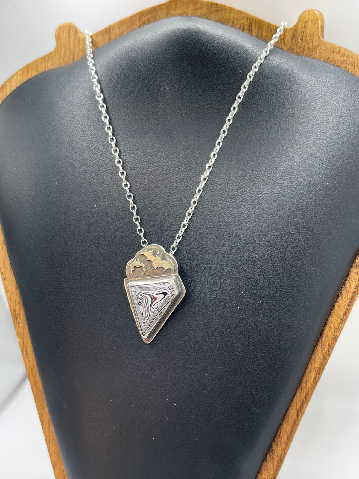 *Another Dimension • Fordite Sterling Silver Bat Pendant Necklace