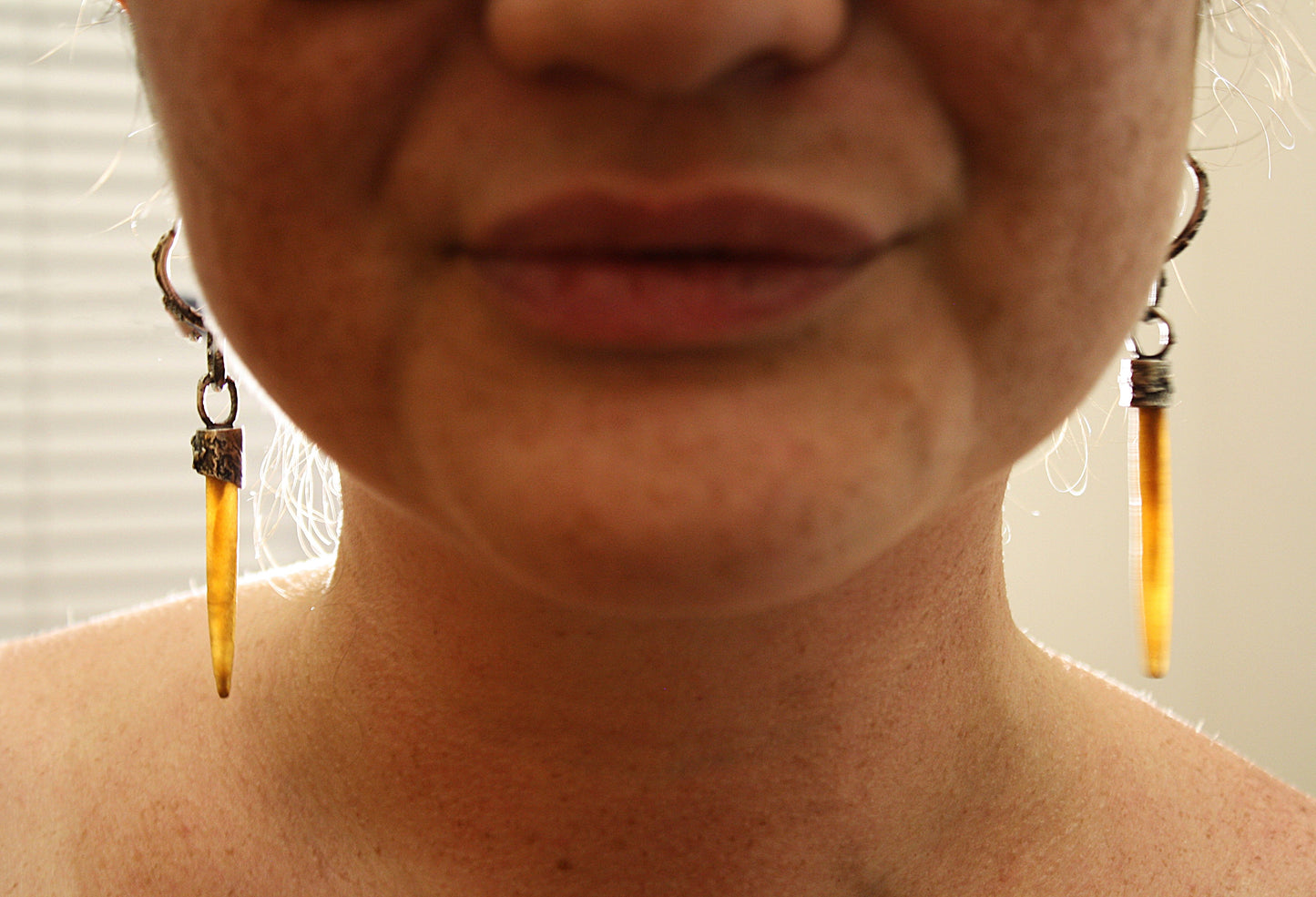 *Salt Spires • Belemnite Fossils Reticulated Sterling Silver Chain Dangle Earrings